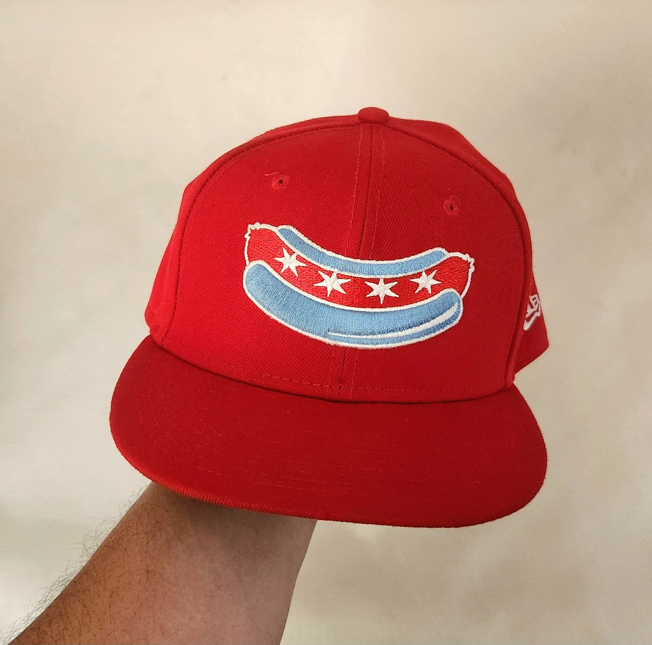 New Era New Era X Chicago Dogs Hat Cap Fitted Home Red 59Fifty 7 1/8 Size ONE SIZE - 5 Thumbnail