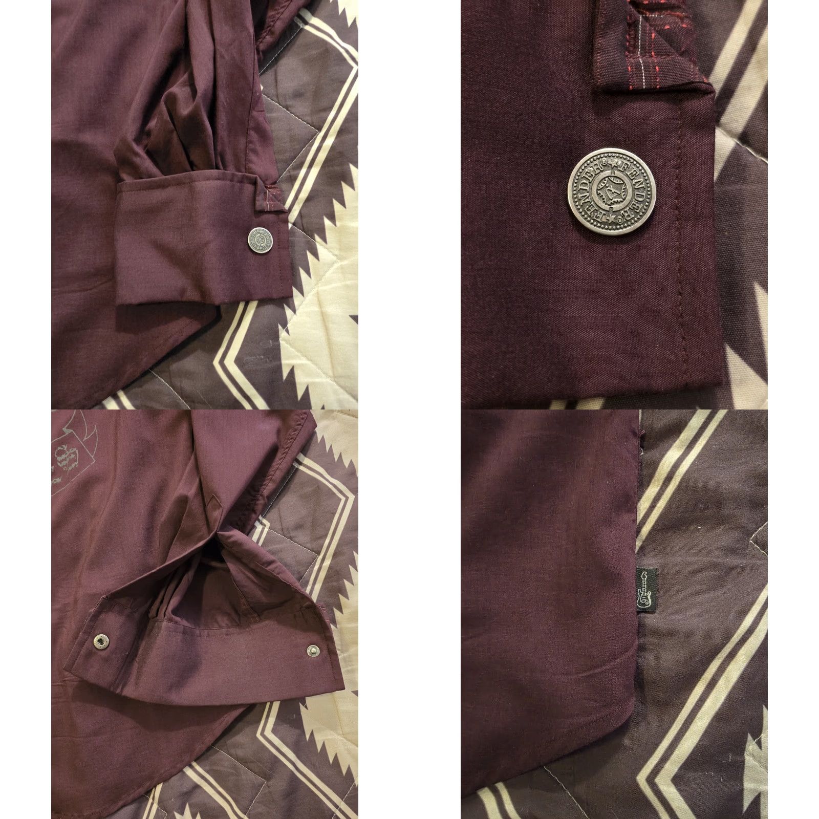 Fender Fender Button-Up Shirt Rockabilly Maroon Long Sleeve Men's M Rock Music Casual Party/Cocktail Travel Quality All Seasons Breathable Easy Care Size US M / EU 48-50 / 2 - 8 Thumbnail