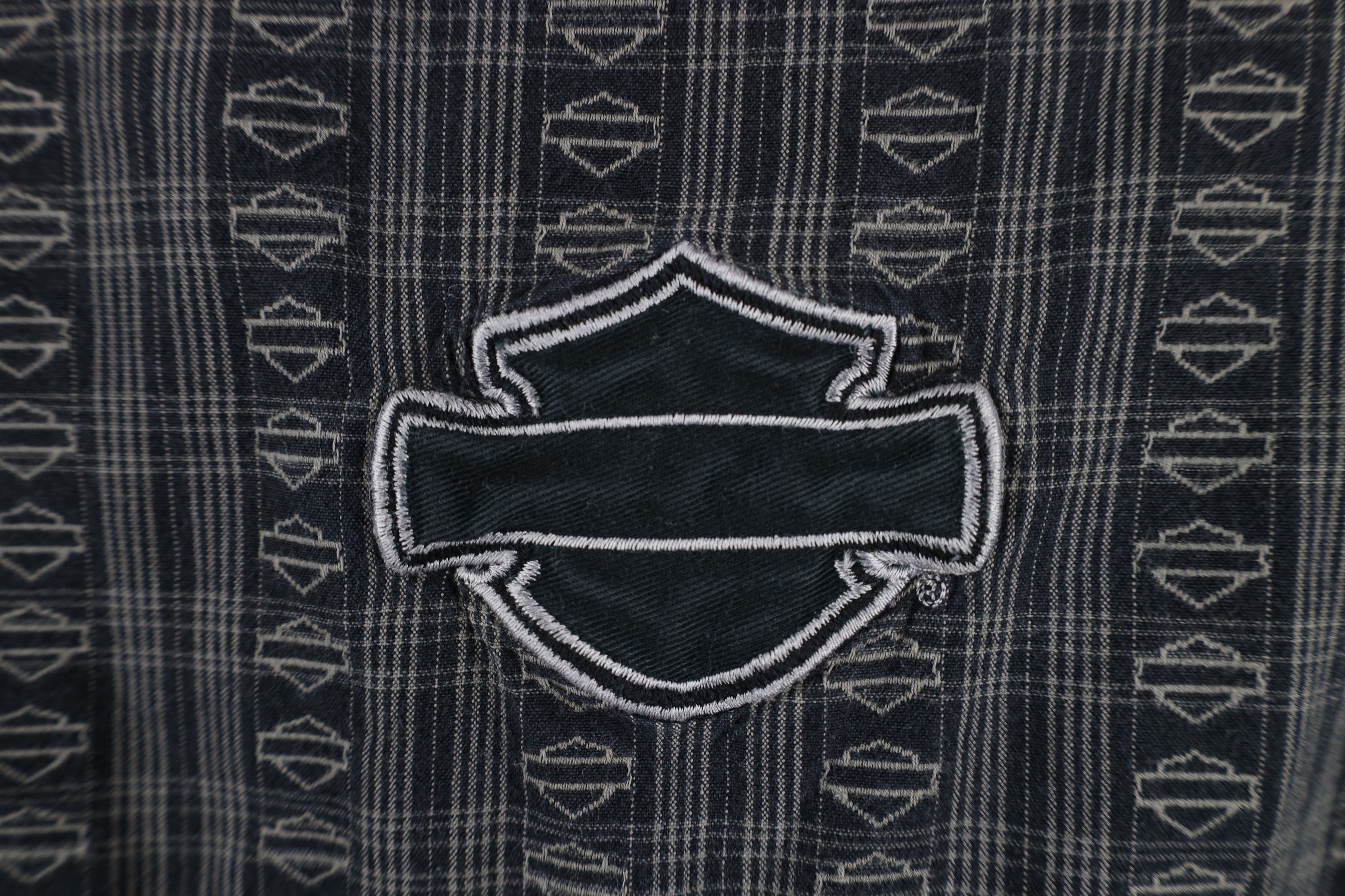 Harley Davidson × Vintage Vintage 90s Harley Davidson Logo All Over Print Button Shirt Size US XXL / EU 58 / 5 - 10 Thumbnail
