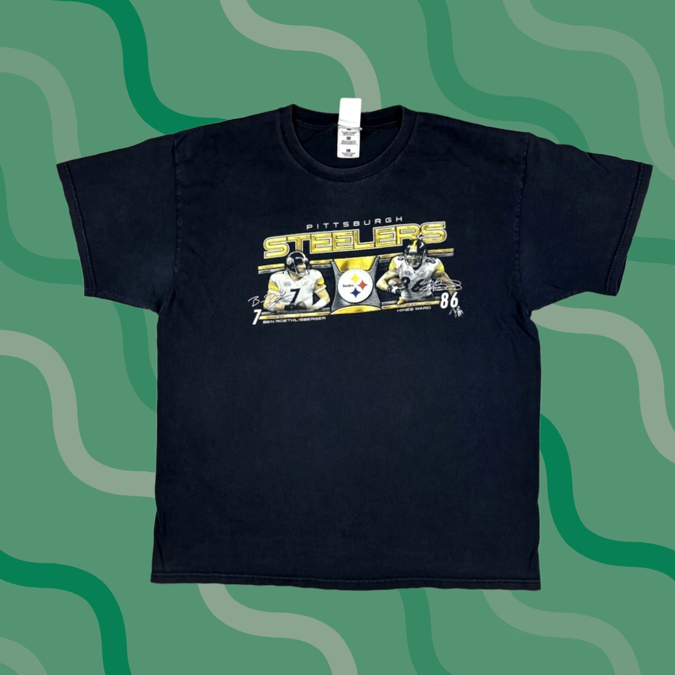 NFL VINTAGE NFL Y2K Steelers Big Ben Hines Ward T Shirt Black XL Men Crew Neck Graphic Print Short Sleeve Cotton Twill Size US XL / EU 56 / 4 - 1 Thumbnail