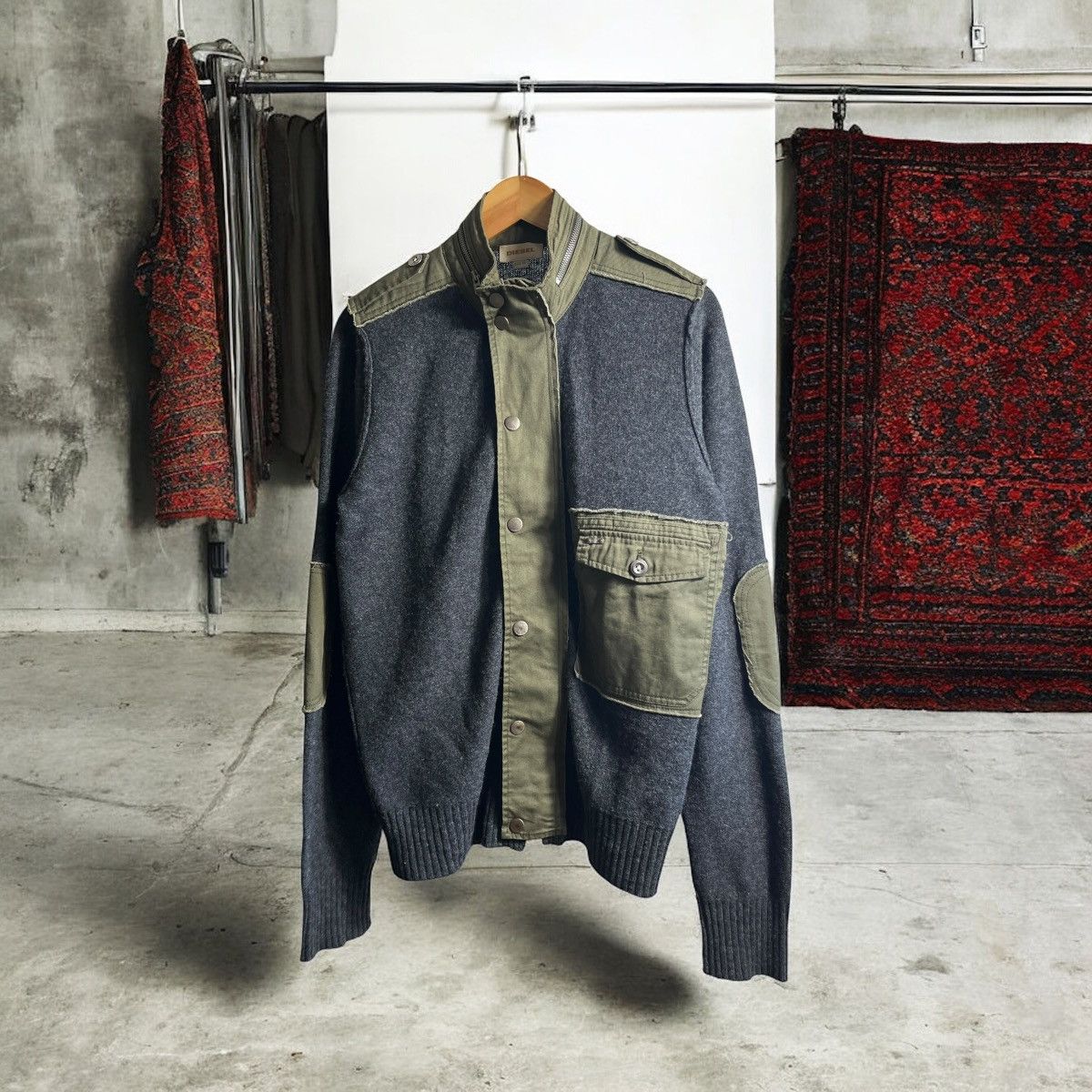 Diesel DIESEL WOOL MILITARY SWEATER ZIP UP Size US L / EU 52-54 / 3 - 1 Thumbnail