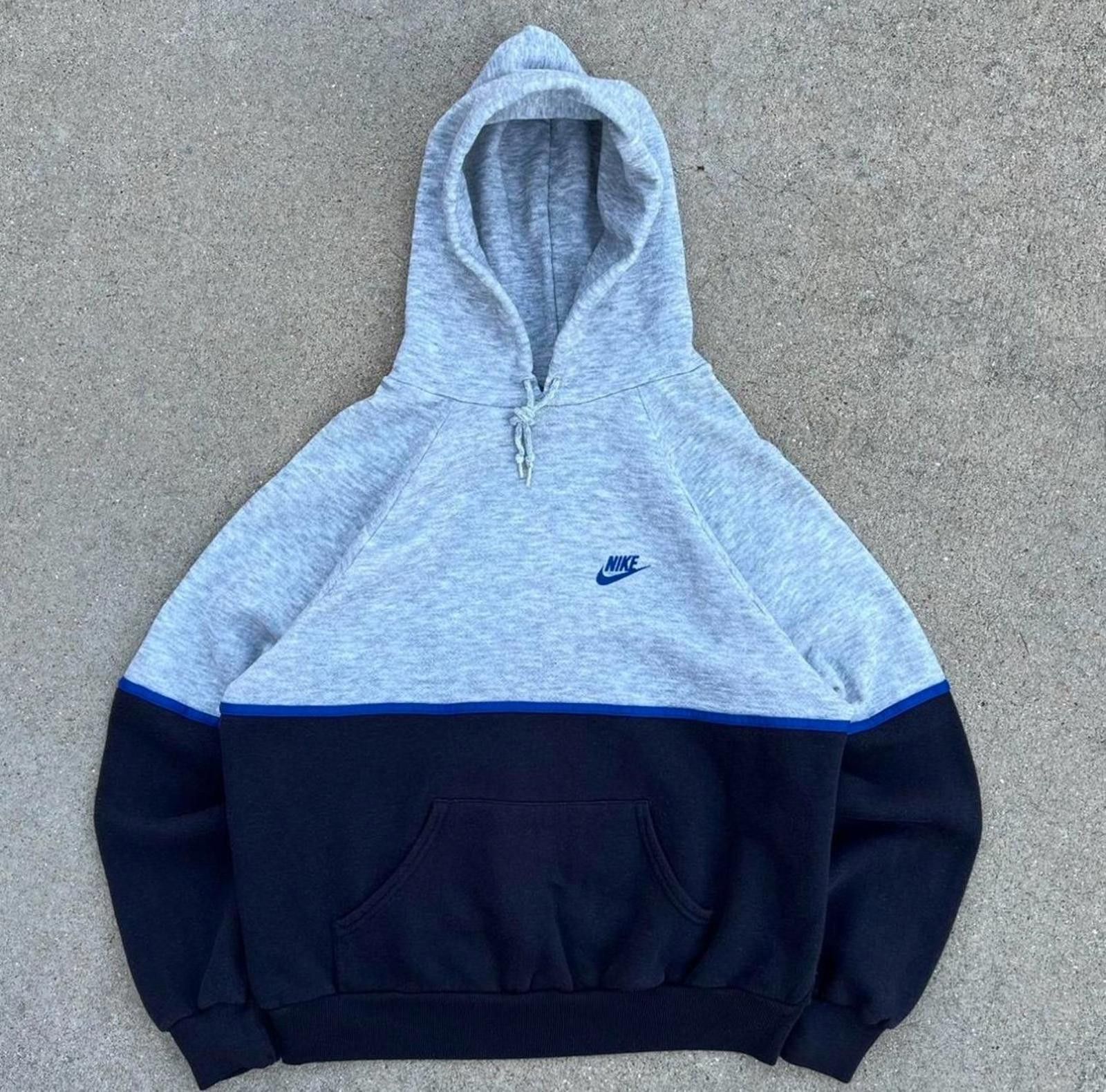 Nike vintage 80s gray and blue nike hoodie Size US XL / EU 56 / 4 - 4 Thumbnail