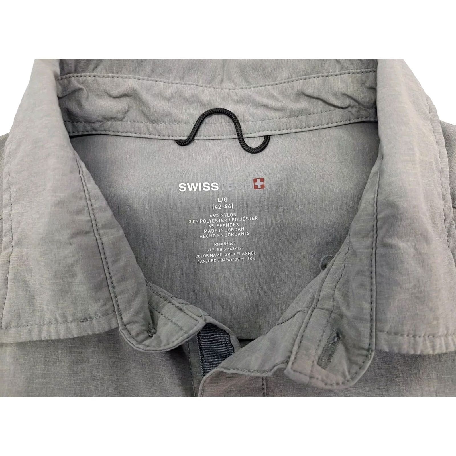 Vintage Swiss+Tech Shirt Long Sleeve Men Gray L Large Button Up Outdoor Activewear with Pockets Size US L / EU 52-54 / 3 - 2 Thumbnail