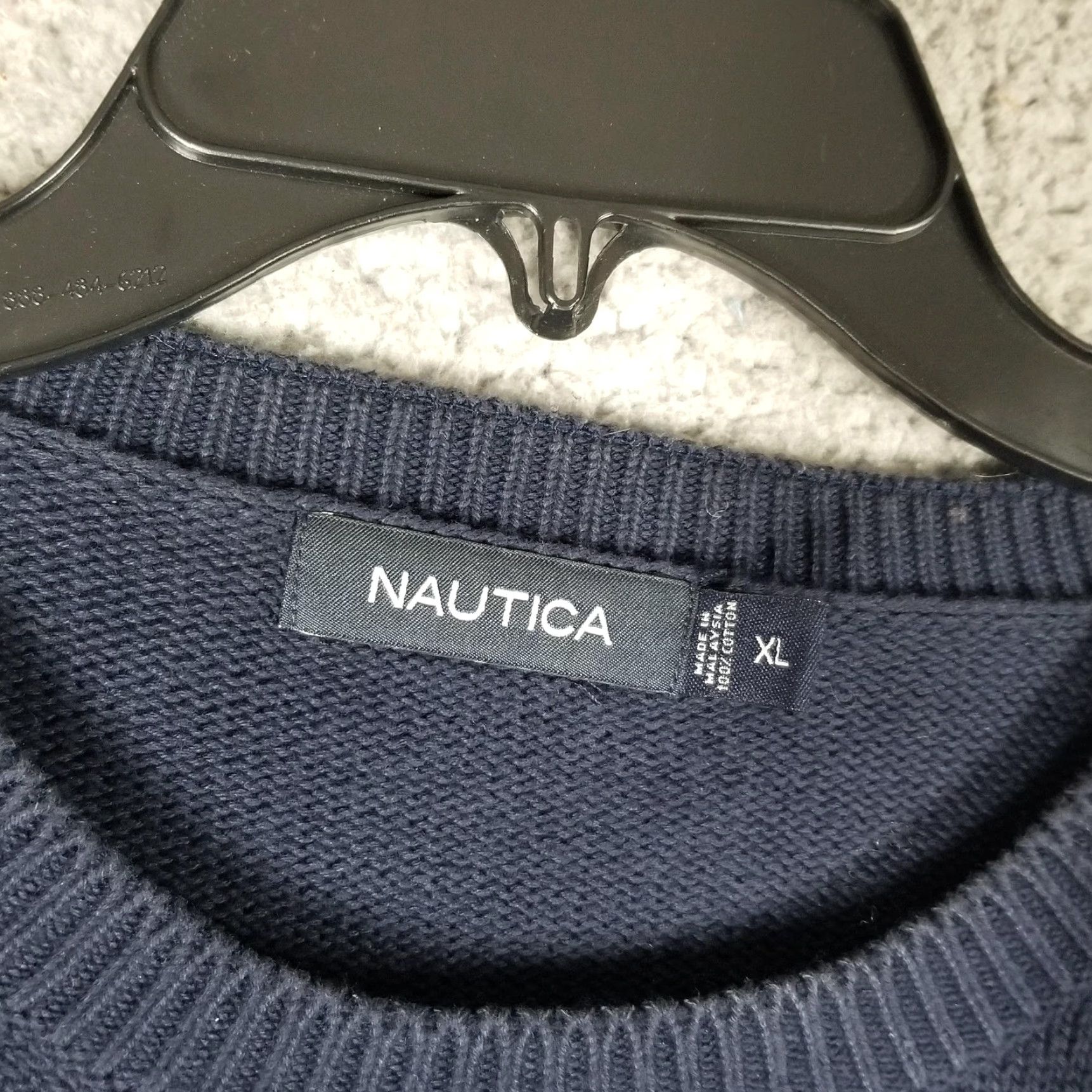 Nautica VINTAGE Nautica Sweater XL Navy Blue Windowpane Crewneck Cotton Pullover Mens Size US XL / EU 56 / 4 - 3 Thumbnail