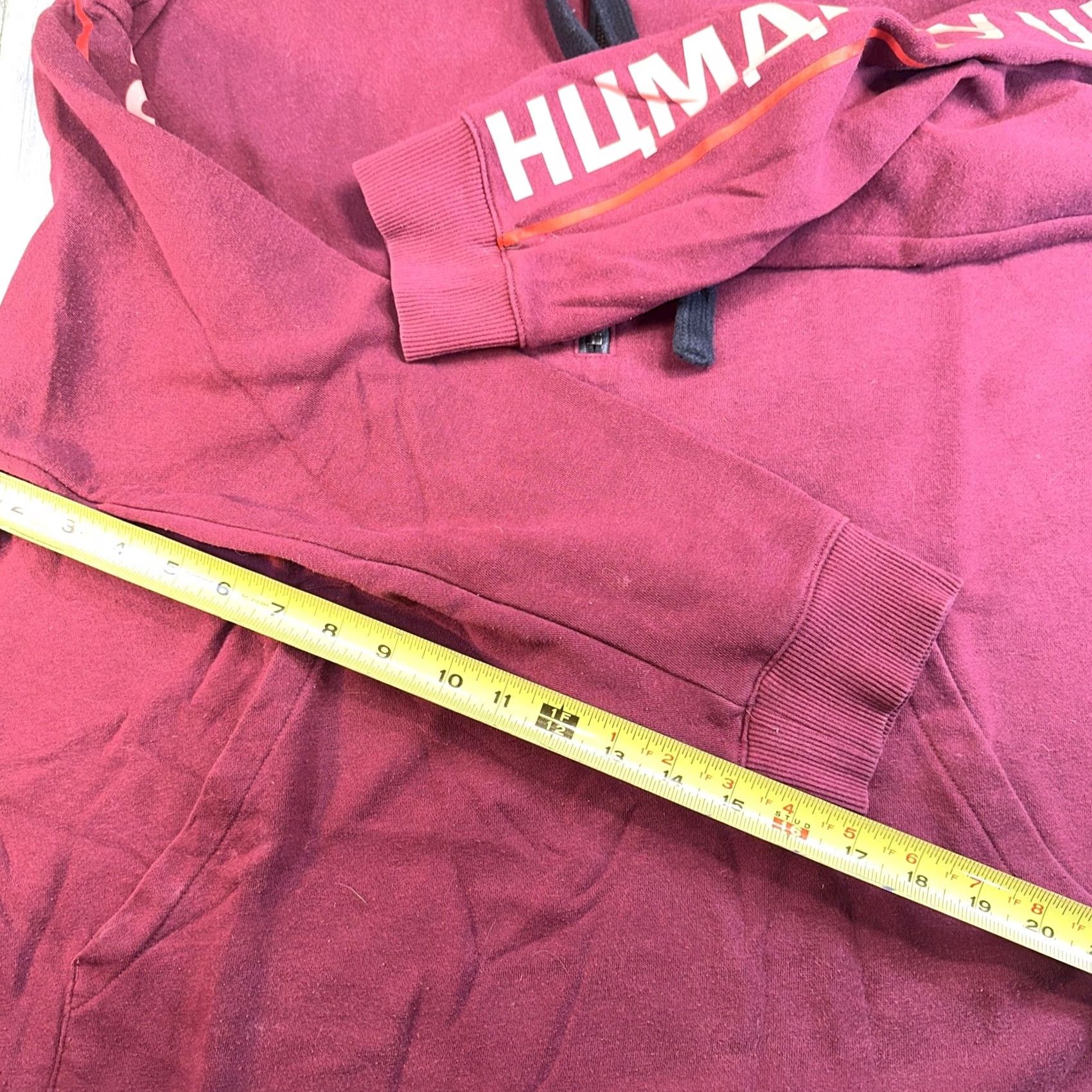 Vintage Divided Humanity United Hoodie Womens L Red 1/4 Zip Pullover Cap Sleeve Hooded Pockets All Seasons Size L / US 10 / IT 46 - 4 Thumbnail