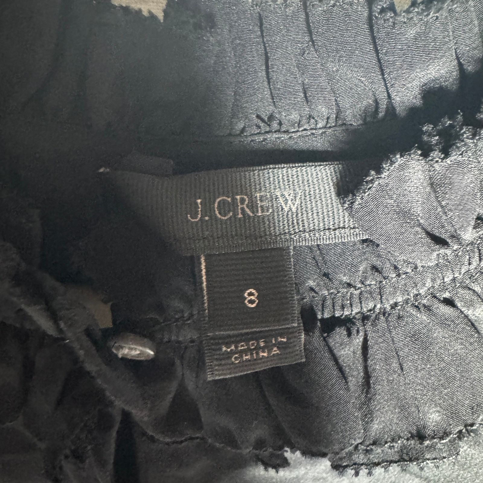 J.Crew J.Crew Black 100% Silk Ruffle Mock Neck Blouse Long Sleeve 8 Size M / US 6-8 / IT 42-44 - 3 Thumbnail