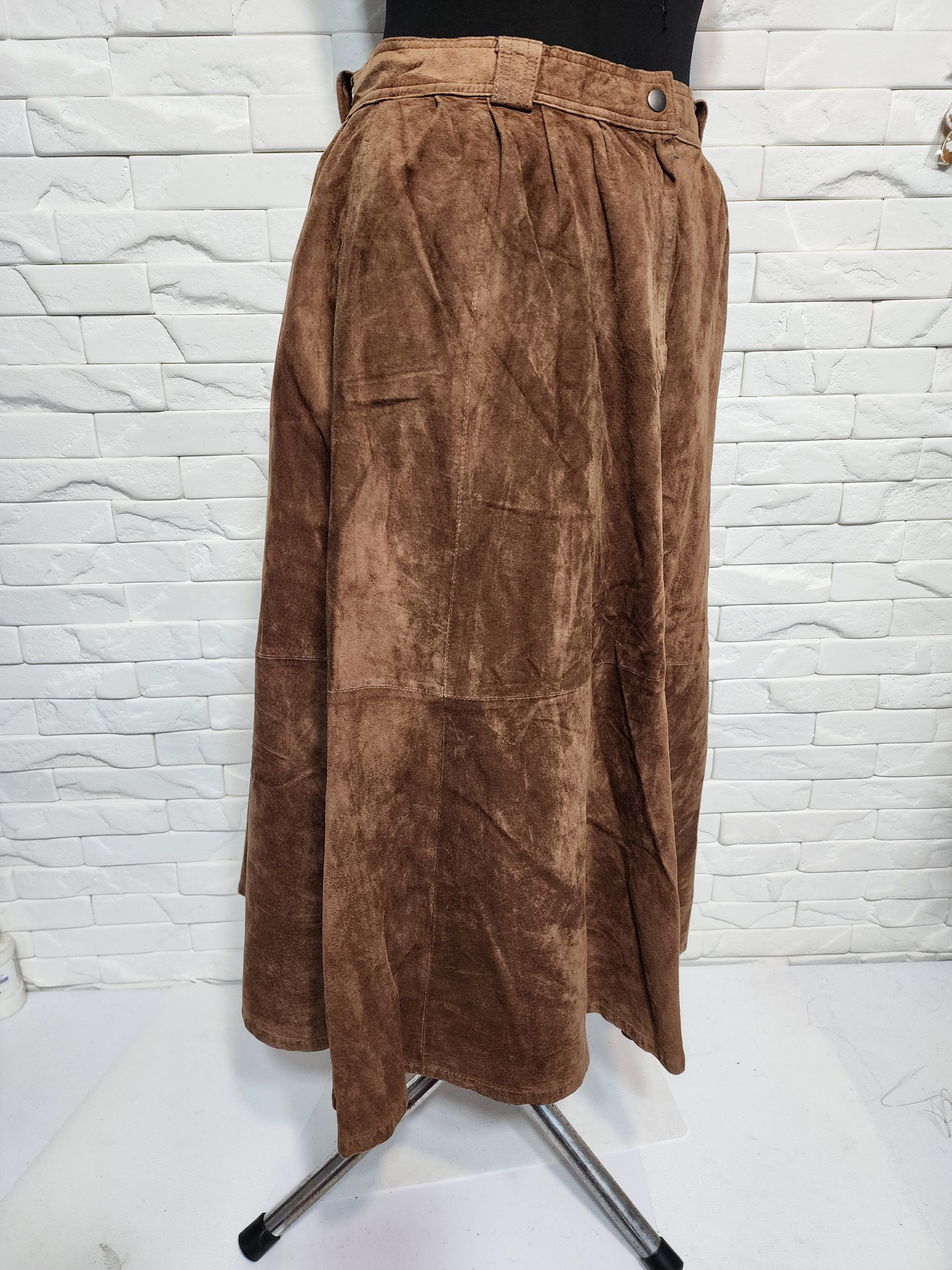 Other Brown Flared Leather Skirt with Pockets. Size 32" / US 10 / IT 46 - 3 Thumbnail