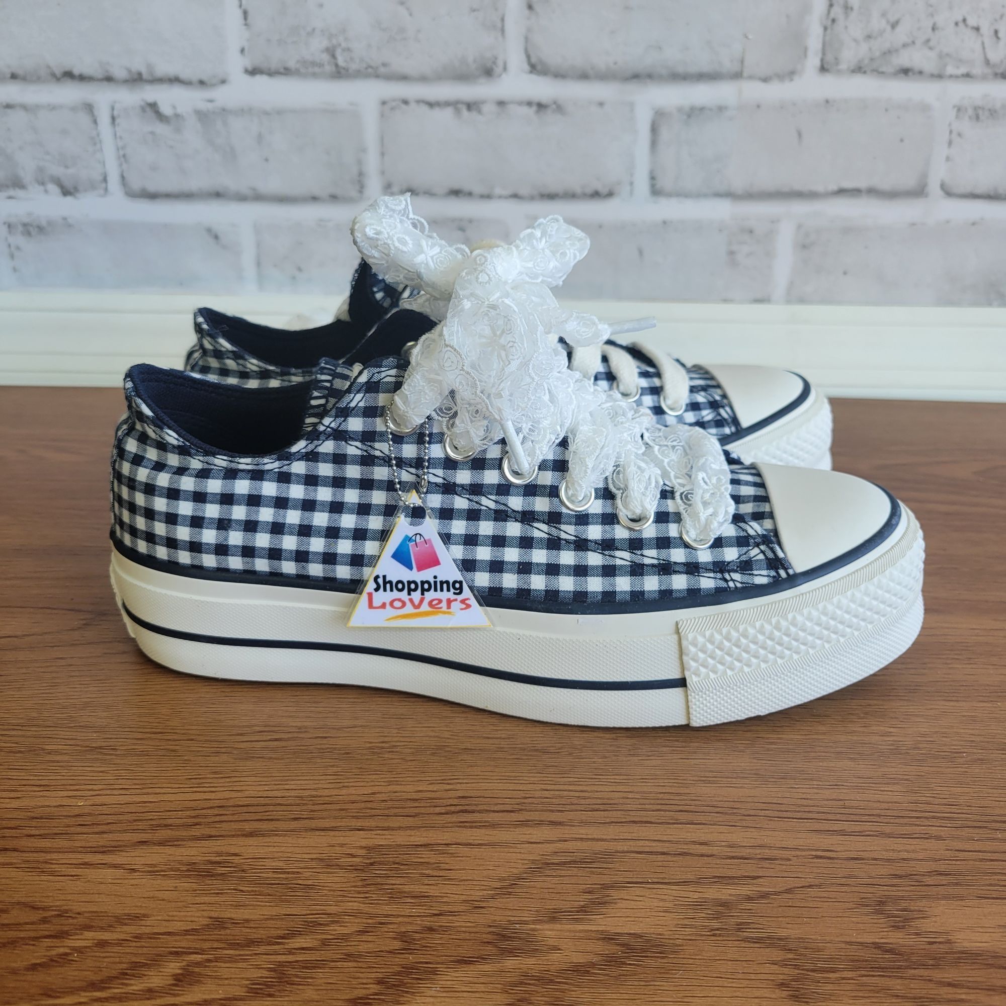 Converse ❤️Chuck Taylor All Star Lift Gingham 11 Womens Shoes Navy Wh Size US 11 / IT 41 - 13 Thumbnail
