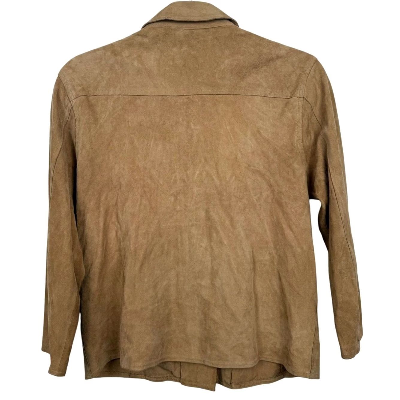Vintage VINTAGE John Patrick Leather 3/4 Sleeve Button-Down Shacket Womens Medium Brown 100% Genuine Leather Boho Pockets Size M / US 6-8 / IT 42-44 - 2 Thumbnail