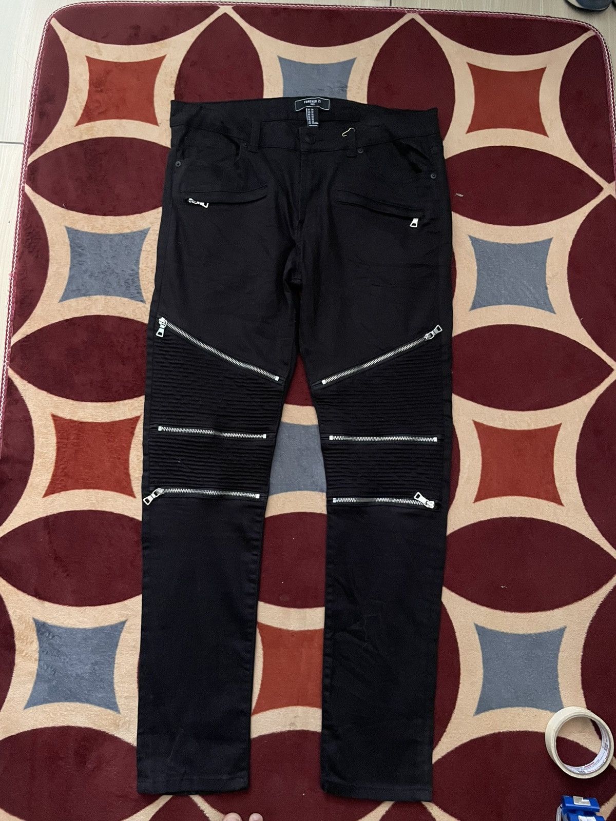 Japanese Brand Forever Biker denim black Size US 35 - 1 Thumbnail