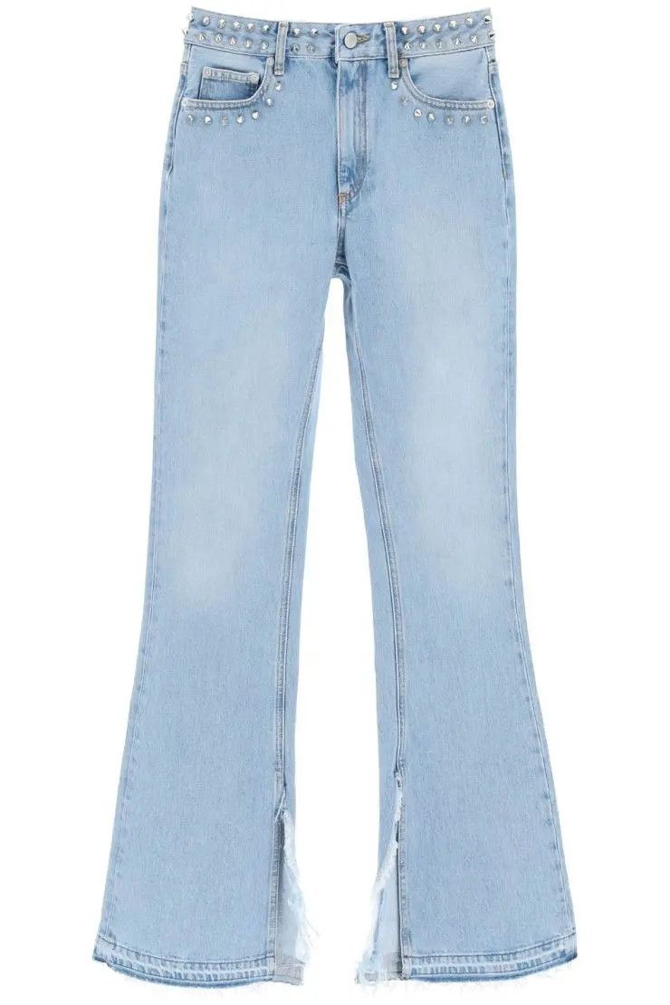 image of Alessandra Rich O1S22I1N0324 Flared Jeans In Light Blue, Women's (Size 26)
