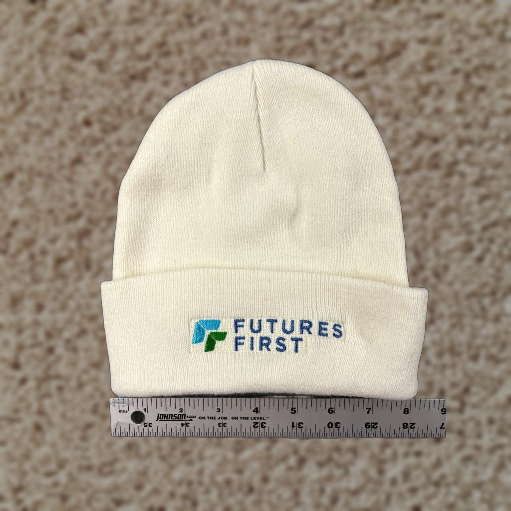 Port & Company Port & Company Futures First Beanie Toque Adult One Size White Knit 100% Acrylic Beanie Unisex Adults Mens Womens Boys Girls Size ONE SIZE - 1 Thumbnail