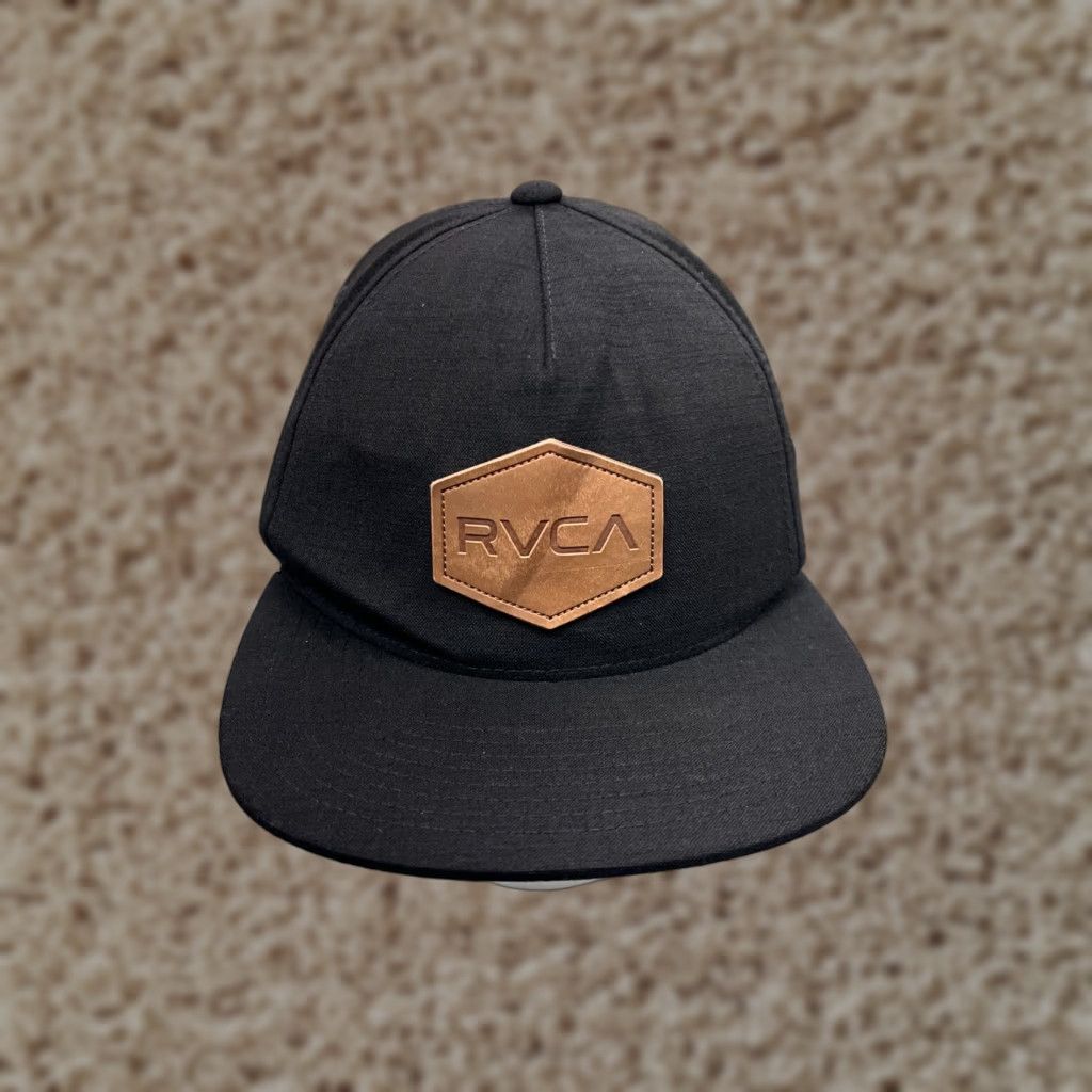 RVCA RVCA Hat Cap Snap Back Adult One Size Black Cotton Twill Embroidered 90s Beach Skate Mens Cap Size ONE SIZE - 1 Thumbnail