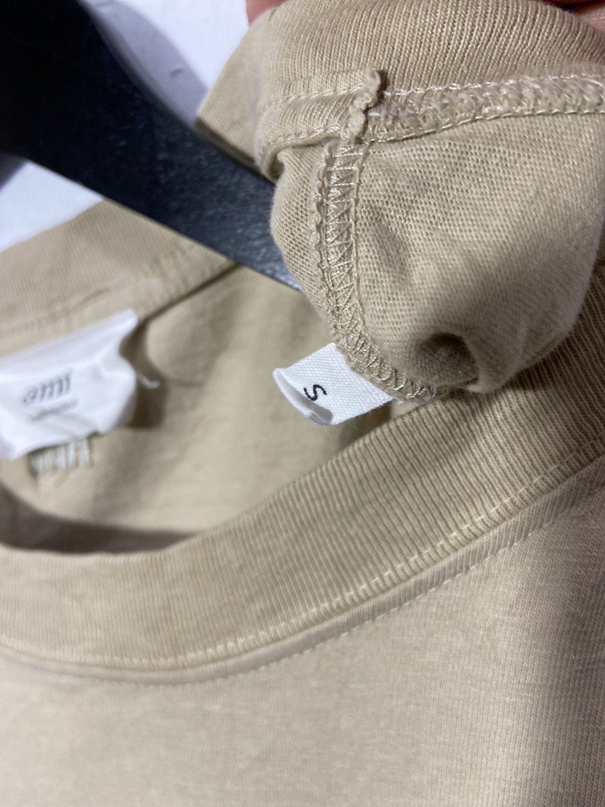 AMI Ami Paris De Coeur Embroidered Logo Tshirt Beige Size US L / EU 52-54 / 3 - 6 Thumbnail
