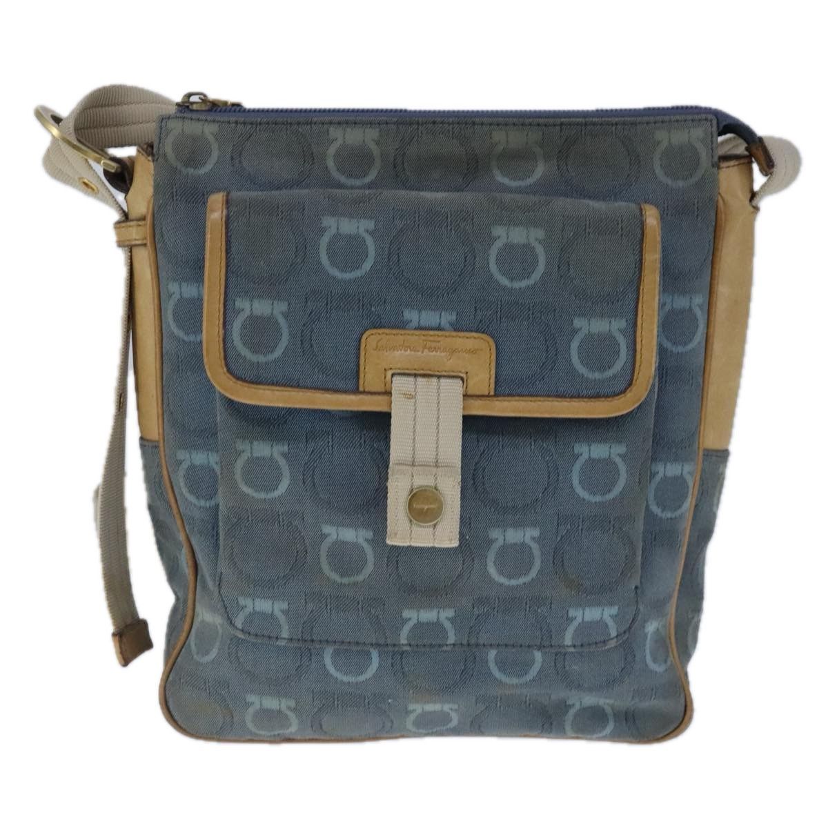 Salvatore Ferragamo Gancini Blue Denim - Jeans Shoulder Bag (Pre-Owned) Size ONE SIZE - 1 Thumbnail