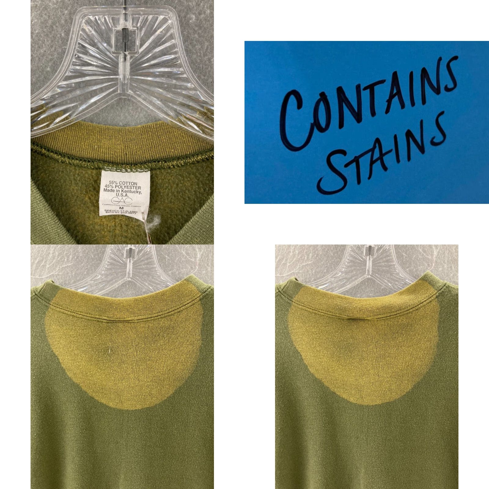 CO VINTAGE USMC Military Crewneck Sweater Green Campbellsville Apparel CO USA Made Size US M / EU 48-50 / 2 - 8 Thumbnail