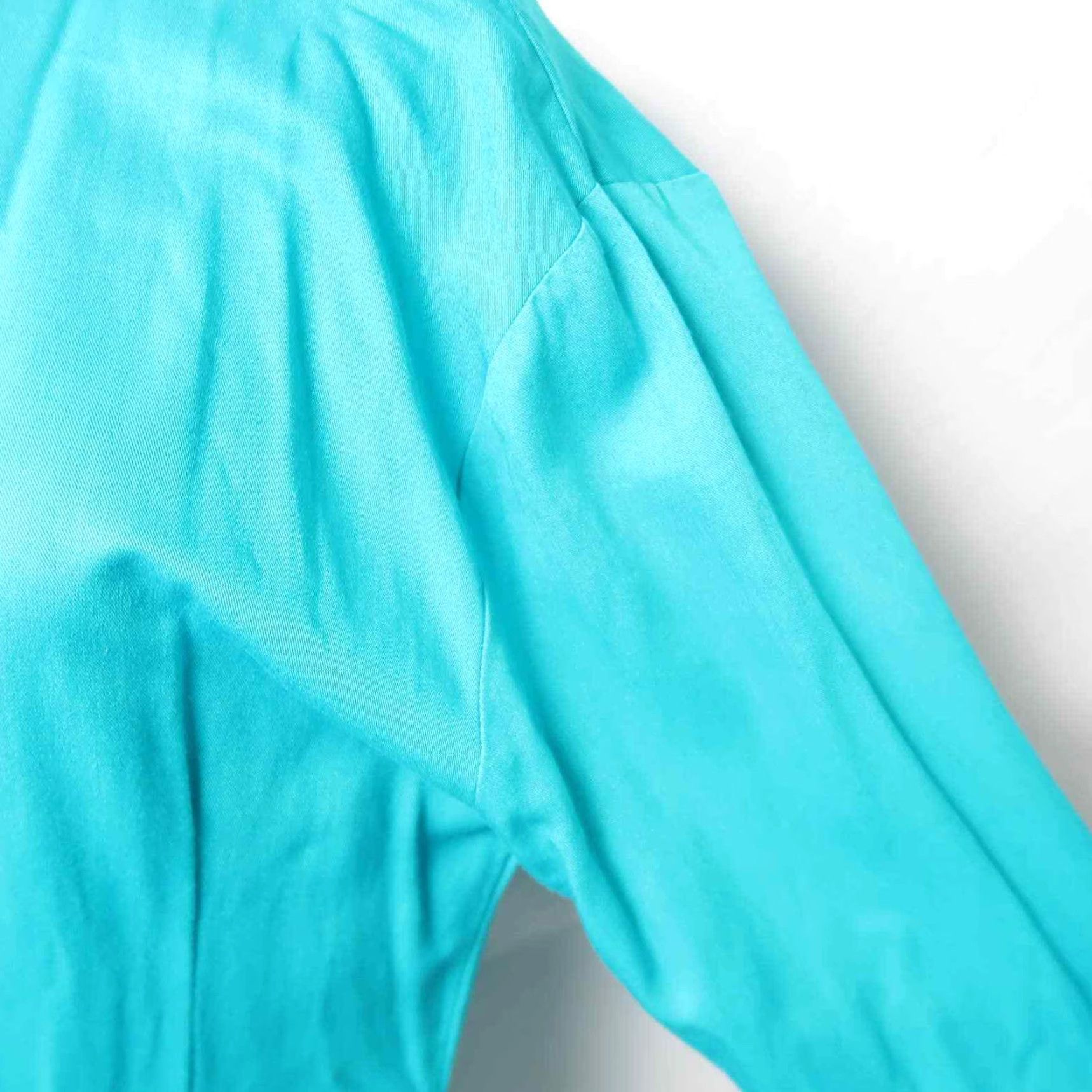 Vintage VINTAGE Carol Anderson Turquoise Blue Sheath Dress 10 Womens 1980s Knee Length Long Sleeves Button Front Rayon Size L / US 10 / IT 46 - 4 Thumbnail