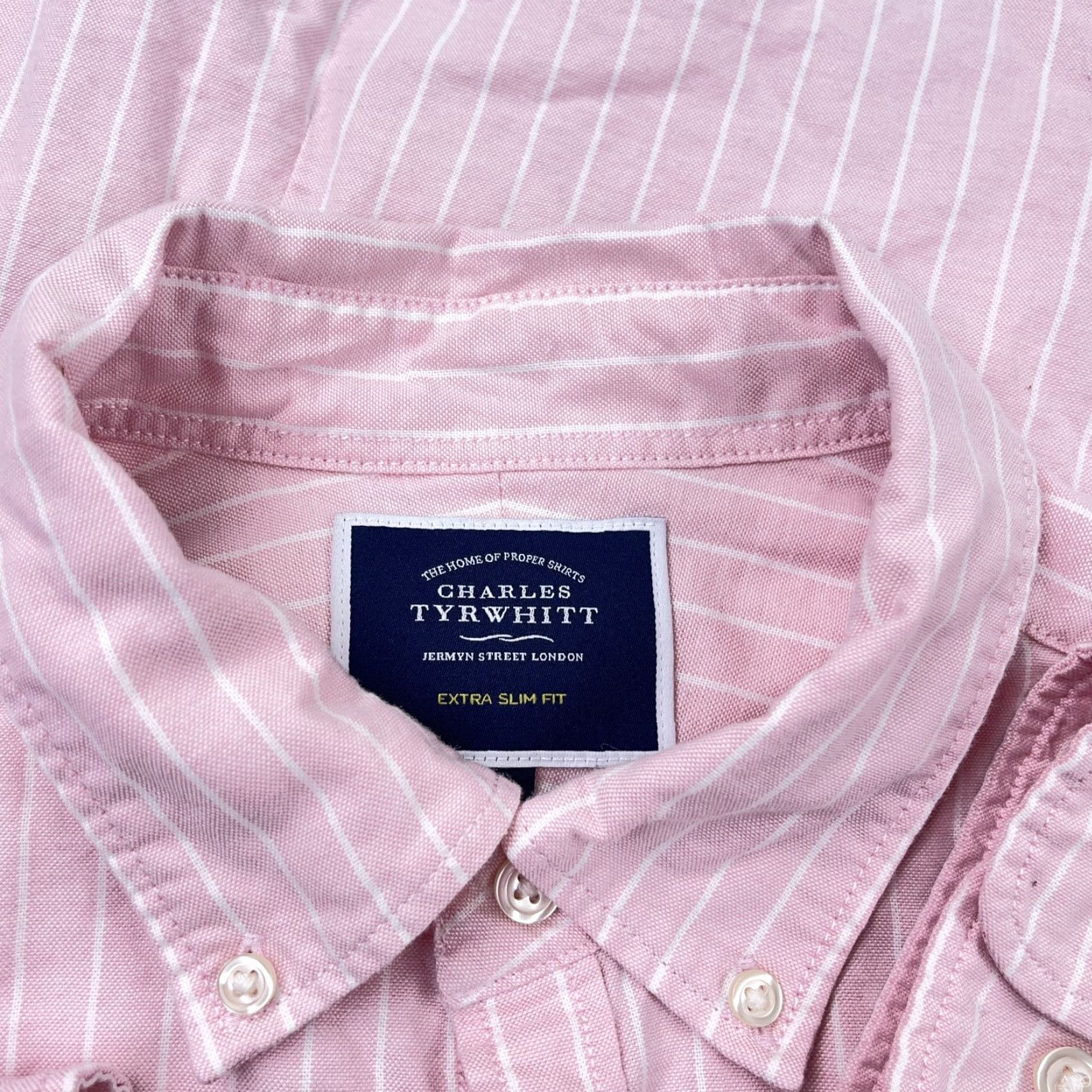 Charles Tyrwhitt Charles Tyrwhitt Shirt Men Large Pink Button Up Extra Slim Fit Oxford Cloth Size US L / EU 52-54 / 3 - 4 Thumbnail