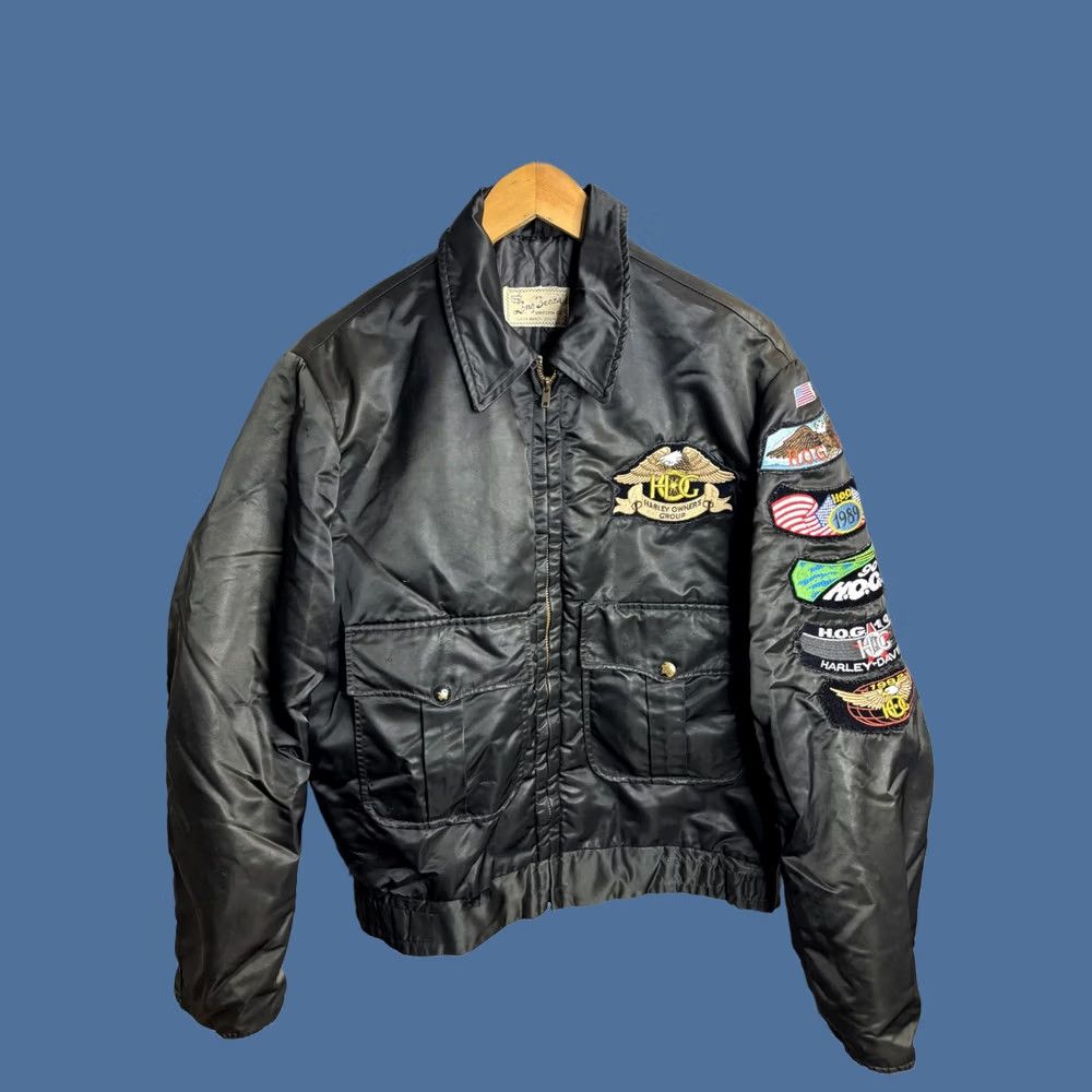 Harley Davidson VINTAGE Harley-Davidson Jacket Mens Large Black Quilted Bomber HOG Patches 90s Size US M / EU 48-50 / 2 - 1 Thumbnail