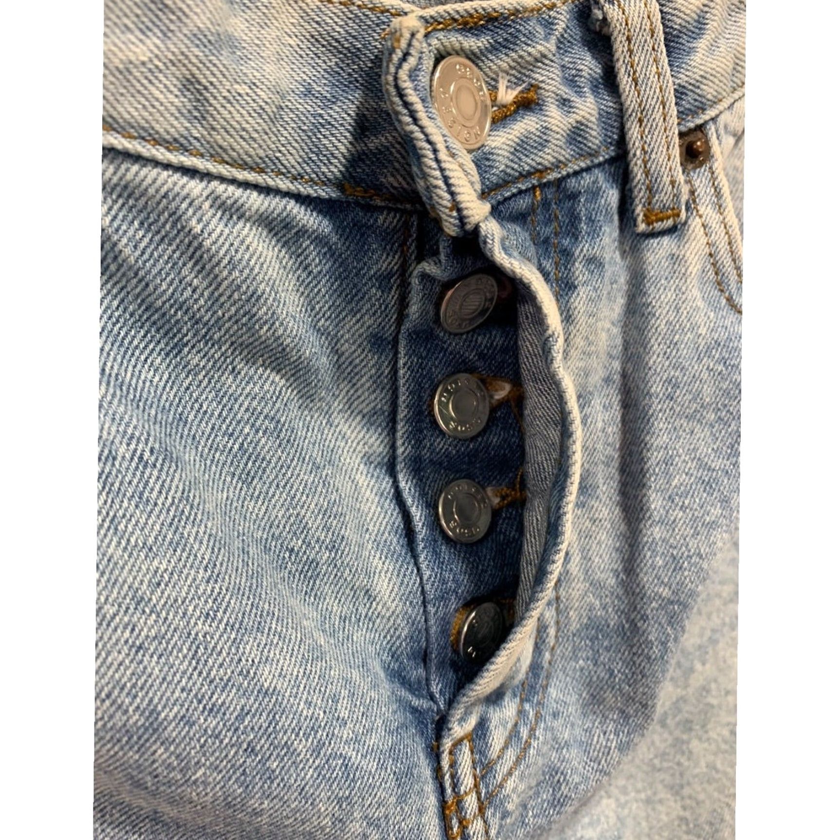 Vintage VINTAGE Asos Design Jeans Denim Acid Wash Retro Buttonfly Womens Straight Leg Size 25 100% cotton Blues Size 42" / US 20 - 5 Thumbnail