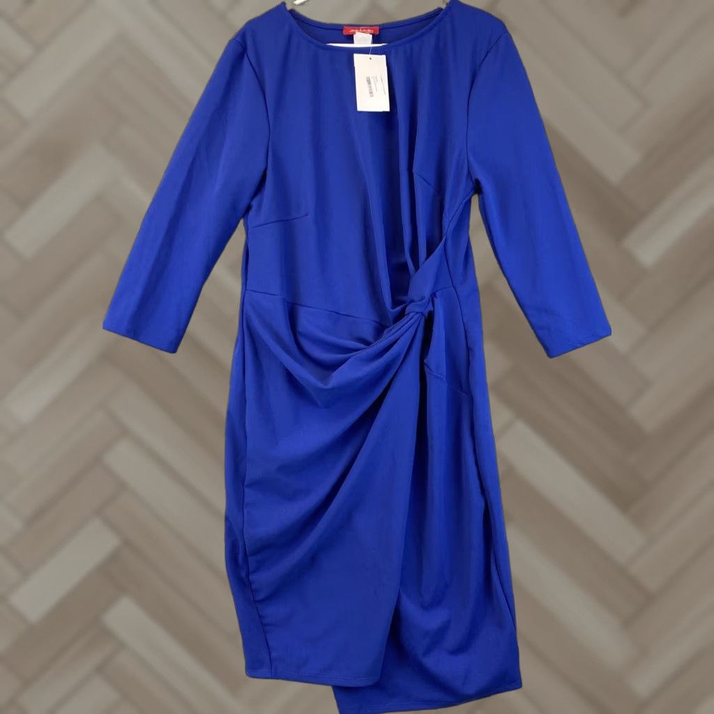 Ashley Boutique Women's XXL 2 XL Blue Longsleeve Dress NWT / 69-38