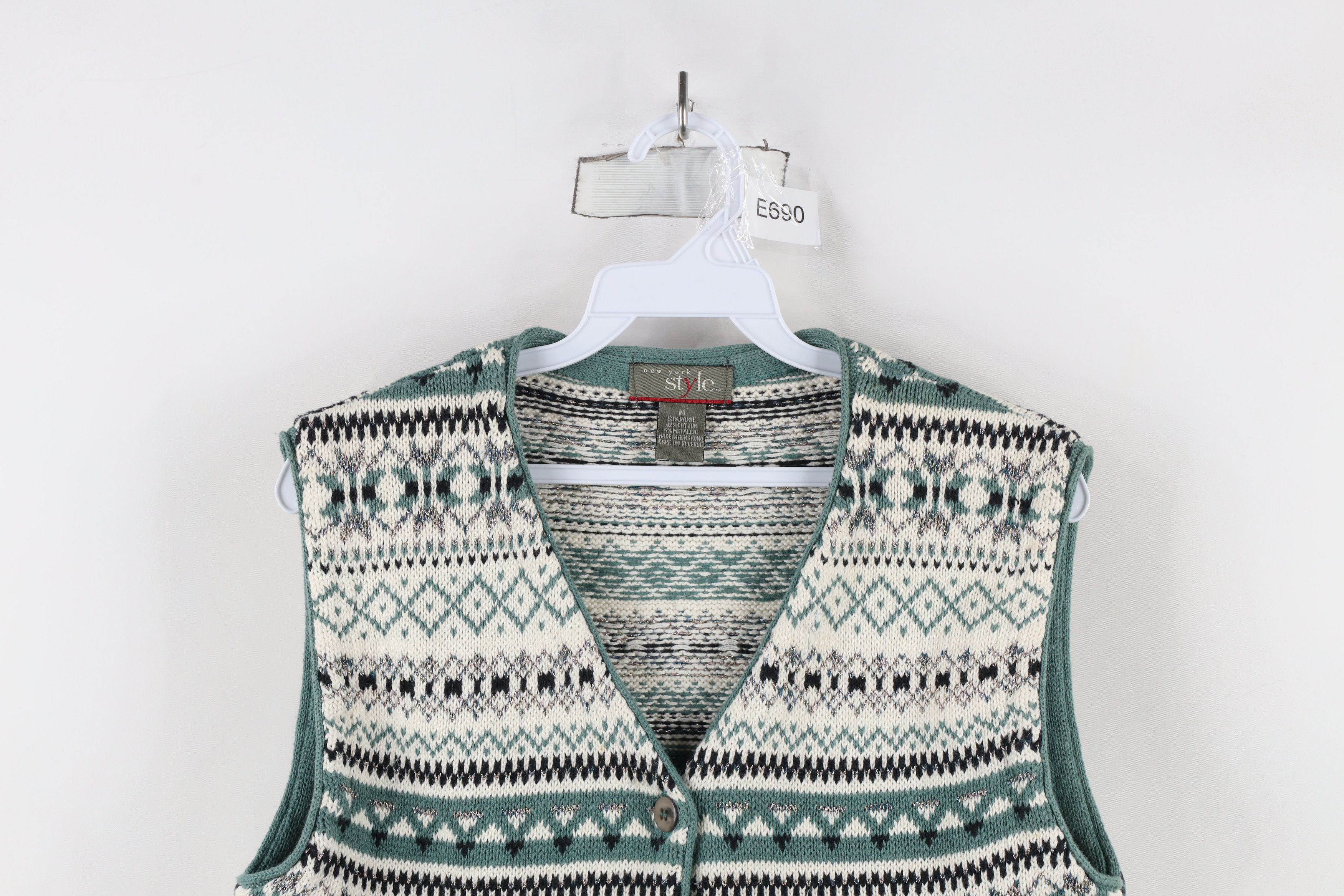 Vintage Vintage 90s Streetwear Metallic Knit Cardigan Sweater Vest Size M / US 6-8 / IT 42-44 - 2 Thumbnail
