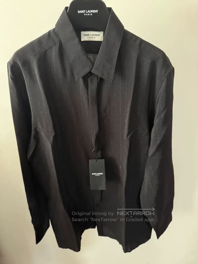 Saint Laurent Paris Saint Laurent Paris Black Silver Thread Shirt Size US M / EU 48-50 / 2 - 1 Thumbnail