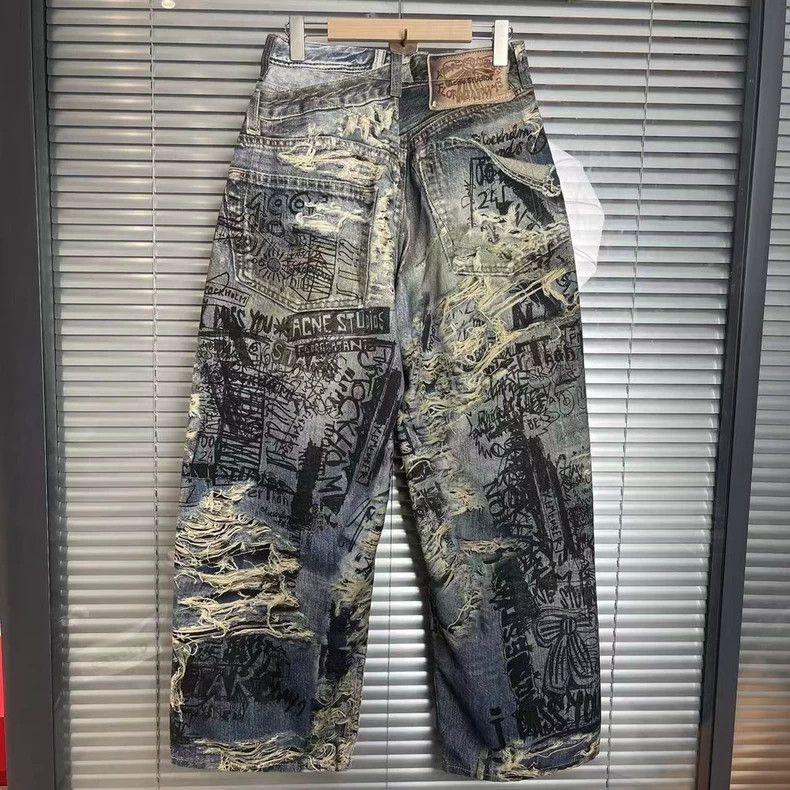 Acne Studios acne studios Print ripped wide-leg jeans 2505-Nextarrow Size US 28 / EU 44 - 2 Thumbnail