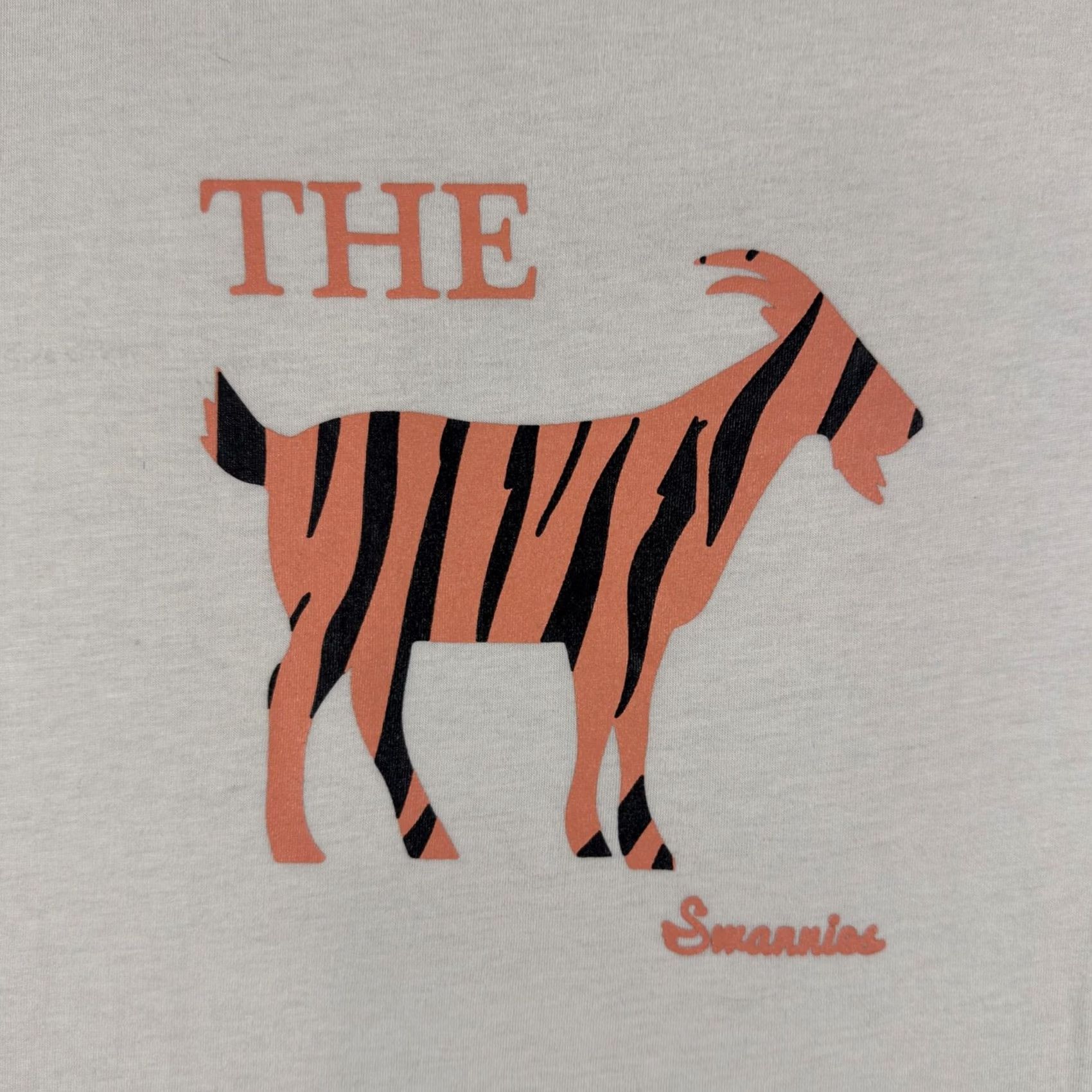 Vintage Swannies Shirt Mens Large White THE Goat Tiger Stripe Graphic Golf Tee T-Shirt Size US L / EU 52-54 / 3 - 2 Thumbnail
