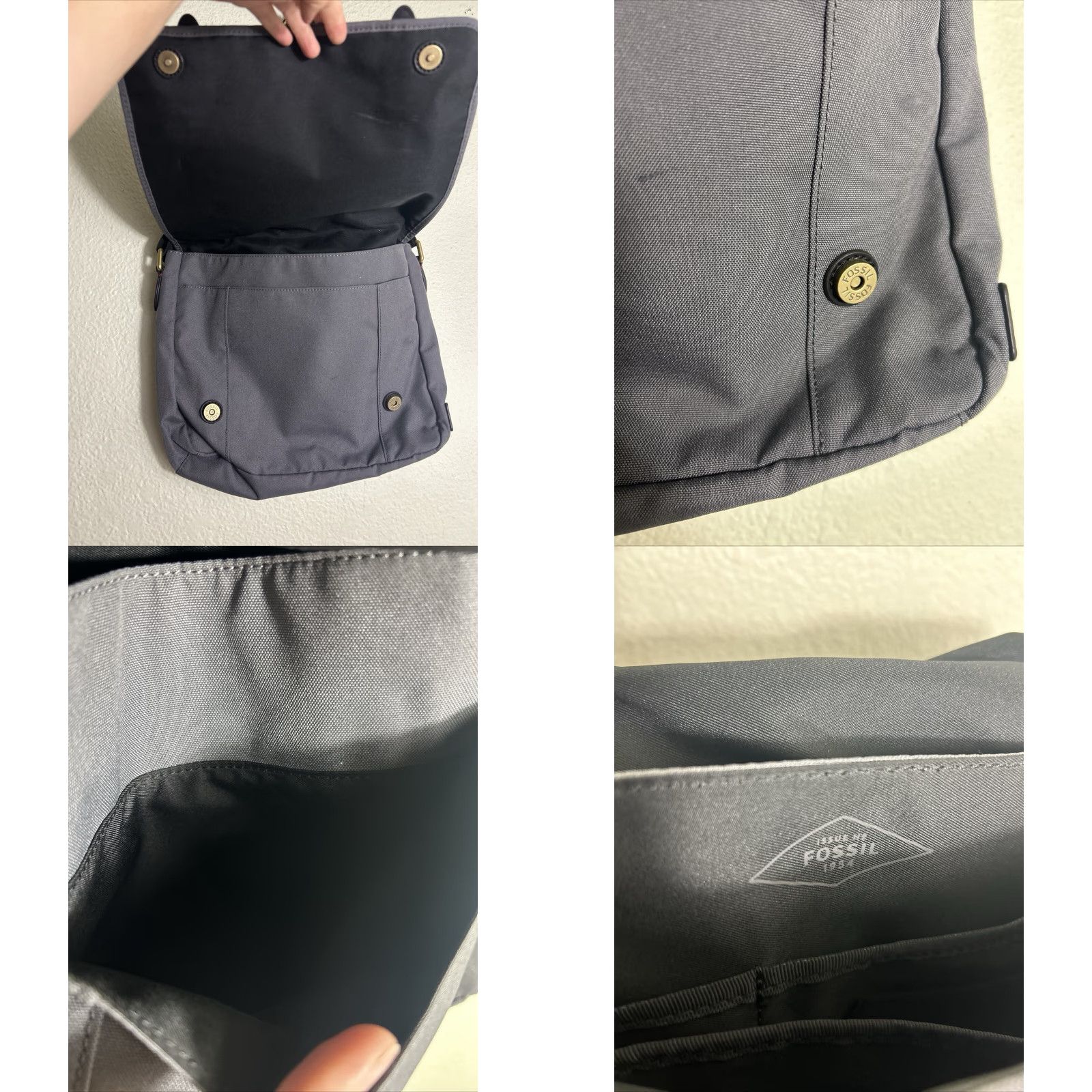 Fossil Fossil Crossbody Bag Gray Polyester Leather 12x12x3.5 Adjustable Strap Women Bag Cross-Body Messenger Size ONE SIZE - 8 Thumbnail