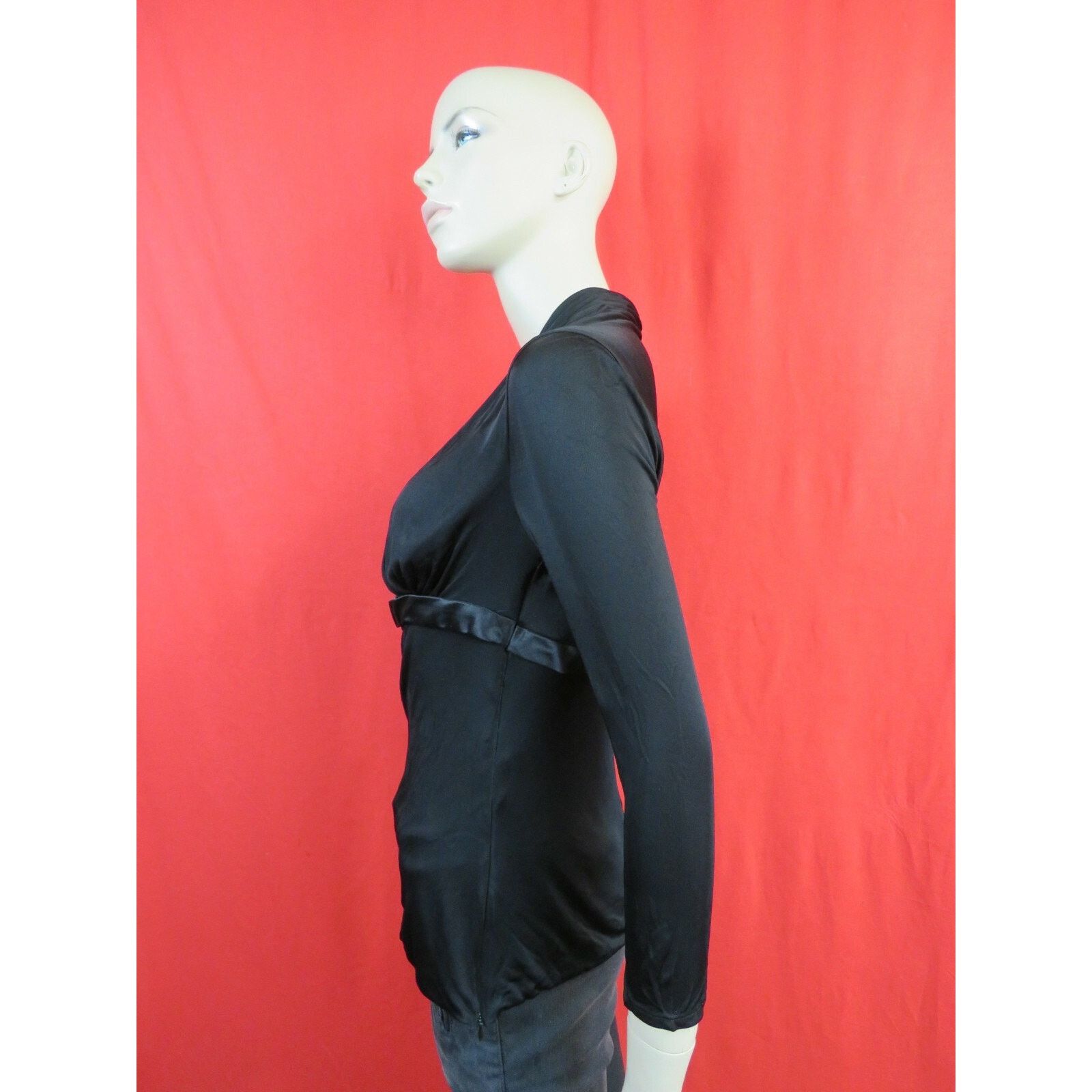 Versace VERSACE BLACK SILK BELTED MEDALLION LOGO DRESS TOP 46 ITALY Size L / US 10 / IT 46 - 5 Thumbnail