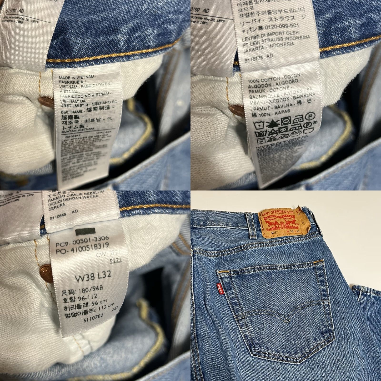 Levi's VINTAGE Levis 501 Straight Leg Button Fly Medium Wash Jeans Mens 38x32 38x31 Blue Size US 38 / EU 54 - 8 Thumbnail