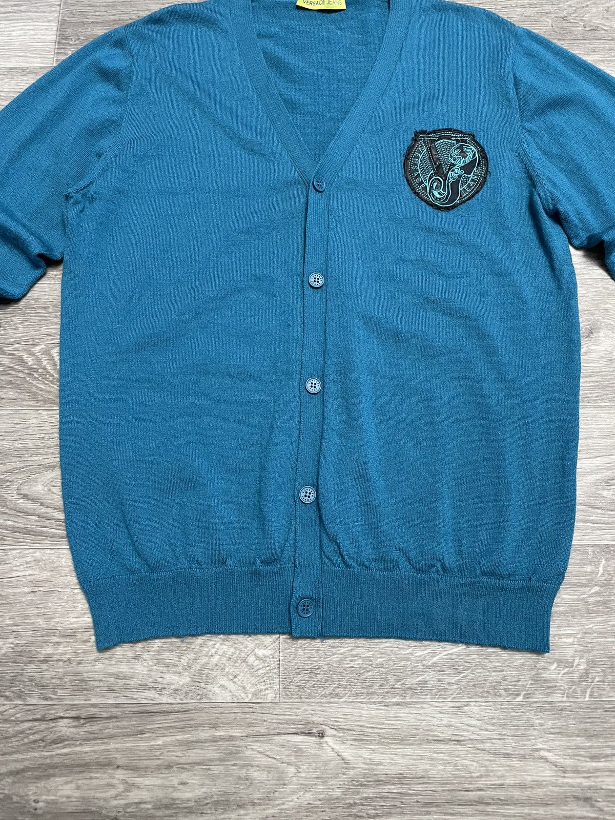 Versace Jeans Couture Vintage Versace Jeans Patch Logo Wool Cardigan Size US XL / EU 56 / 4 - 3 Thumbnail