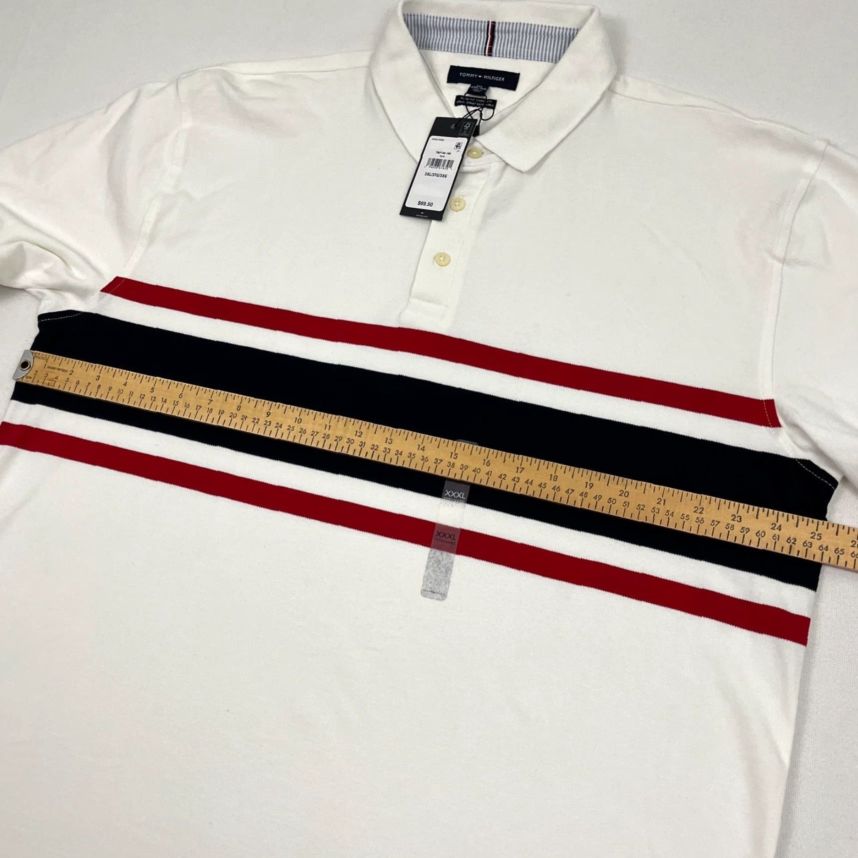 Tommy Hilfiger Tommy Hilfiger Polo Shirt Mens 3XL Slim Fit White Blue Striped Preppy Casual Shirt Regular Size Mens Size US XXL / EU 58 / 5 - 5 Thumbnail