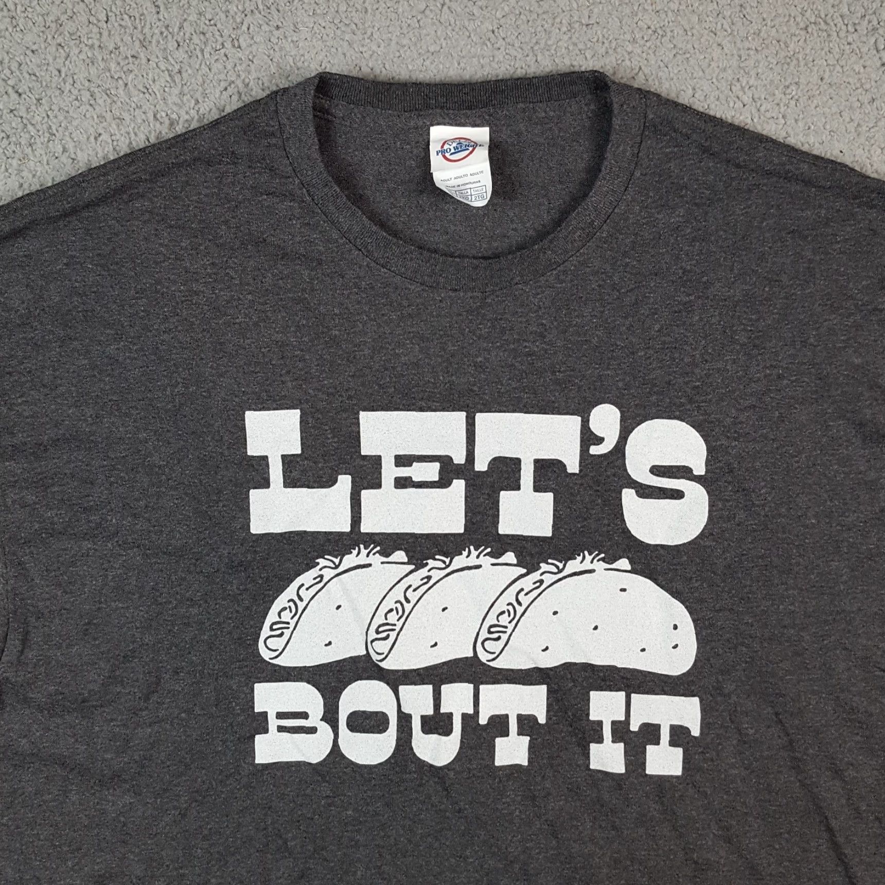 Delta VINTAGE Delta Men's T-Shirt 2XL Gray Food Funny Taco Bout It Retro 90s Y2K Size US XXL / EU 58 / 5 - 2 Thumbnail