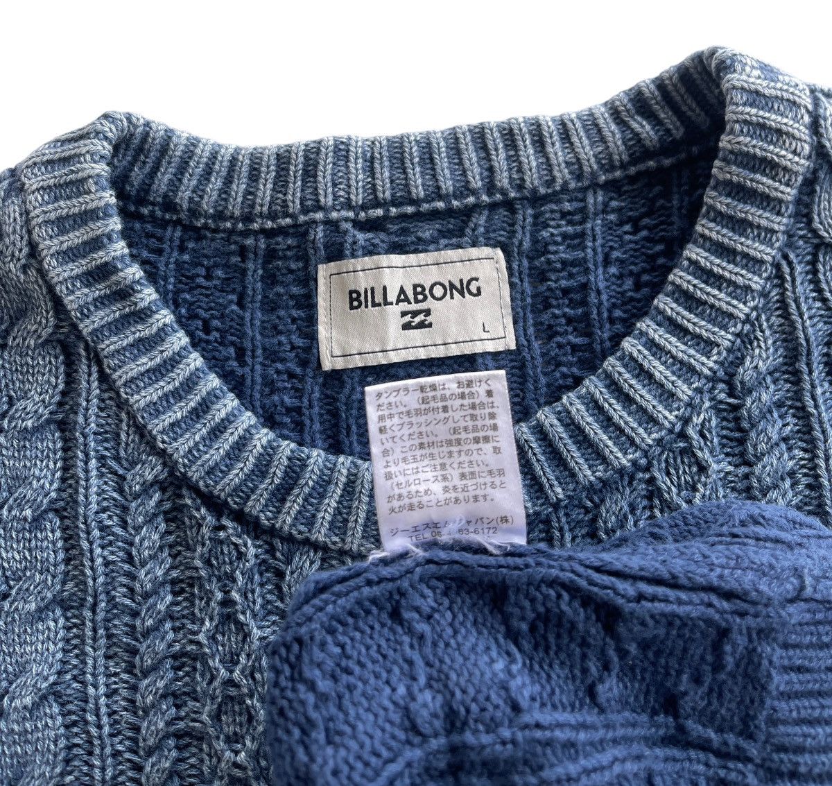 Billabong Vintage Billabong Cable Knit Indigo Sweater Size US L / EU 52-54 / 3 - 6 Thumbnail