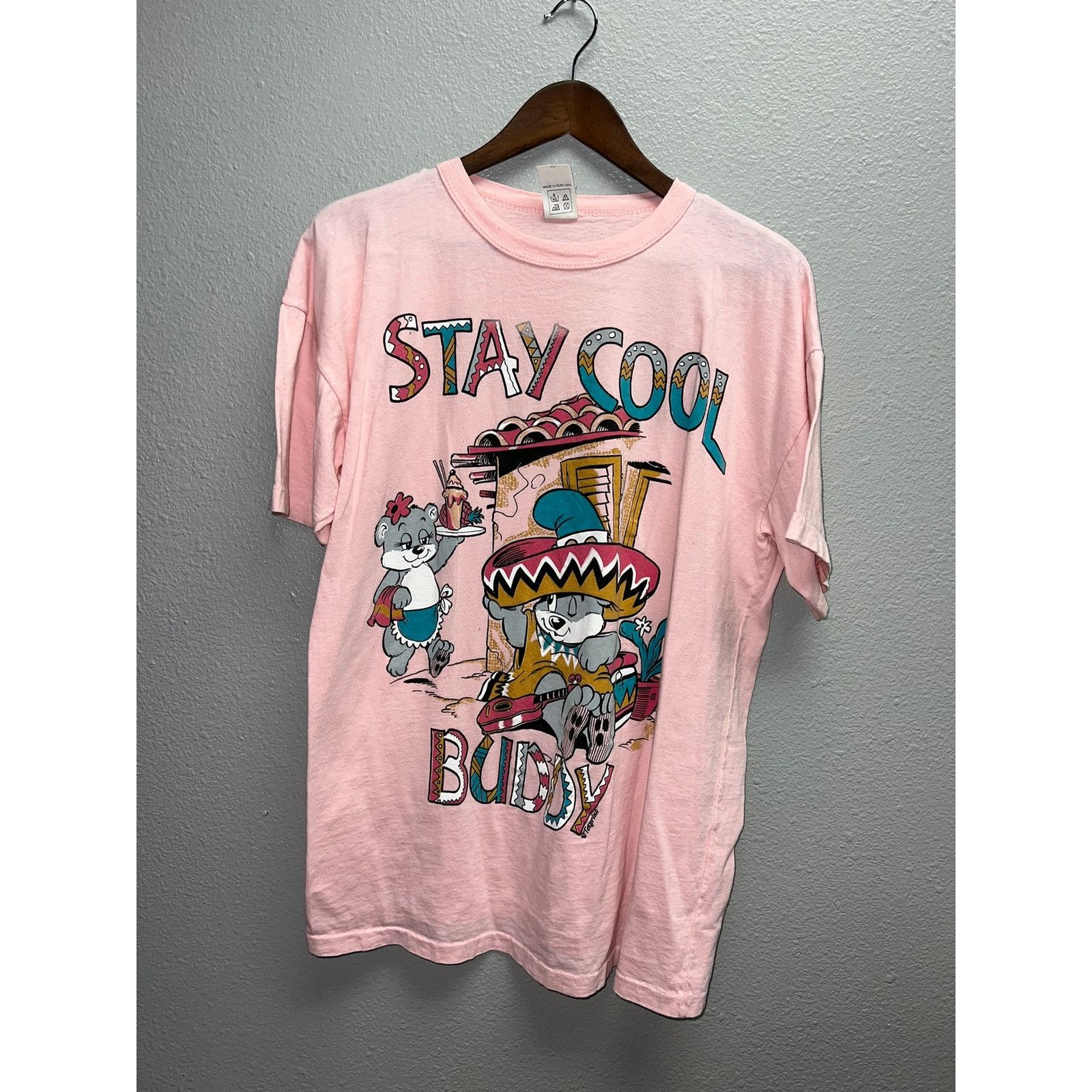 Vintage Vintage Teddy Bear Shirt Stay Cool Buddy Pink Tee 90s VTG L Size US L / EU 52-54 / 3 - 1 Thumbnail