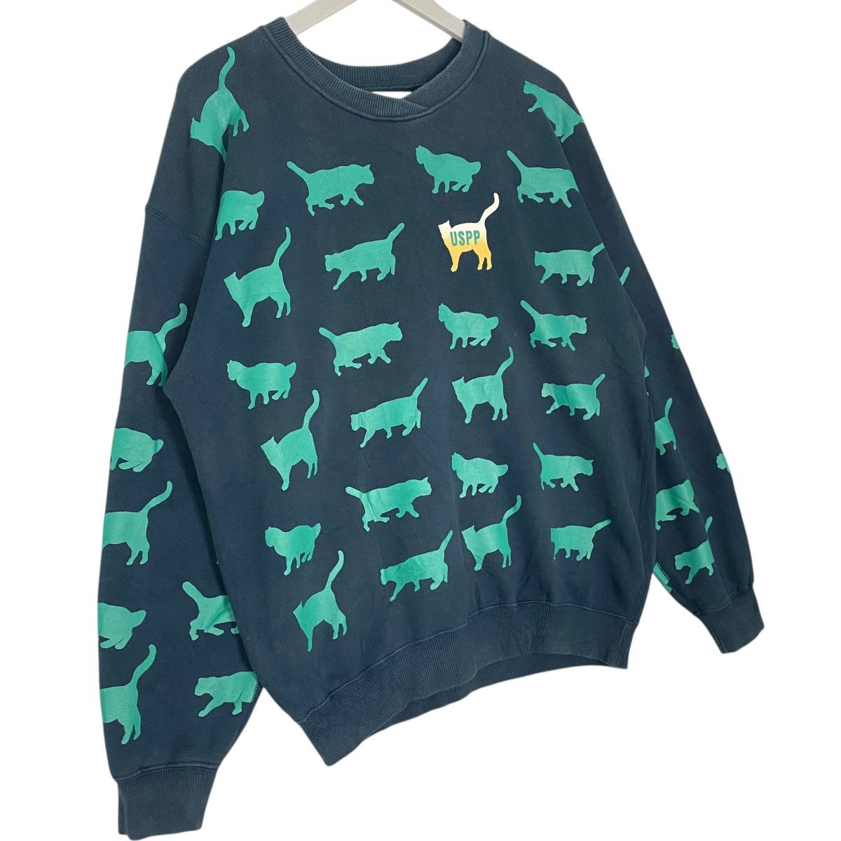 Vintage Vintage Ussp Cat Crewneck Sweatshirt Green Pullover Size M Size US M / EU 48-50 / 2 - 3 Thumbnail