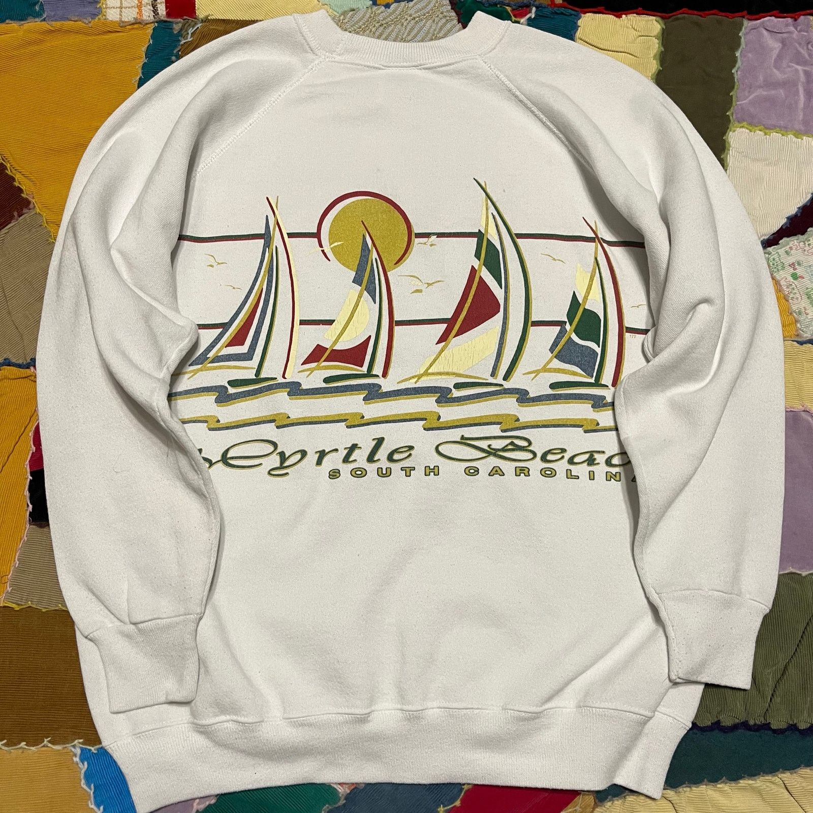 Hanes Vintage Myrtle Beach Double Sided White Crewneck Large / XL Size US L / EU 52-54 / 3 - 2 Thumbnail