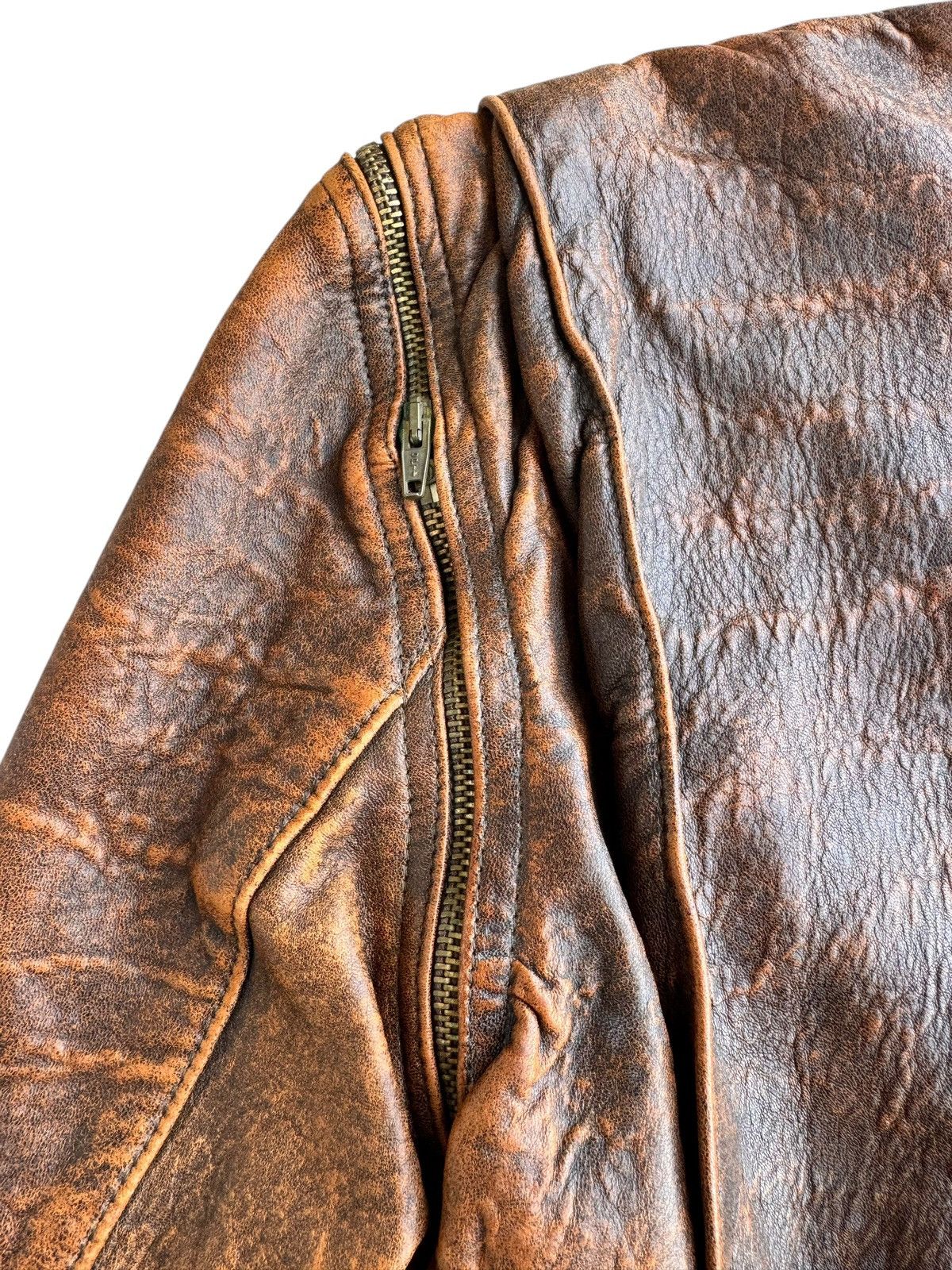 Avirex Vintage Distressed Undbranded Leather Jacket Removable Sleve Size US M / EU 48-50 / 2 - 7 Thumbnail