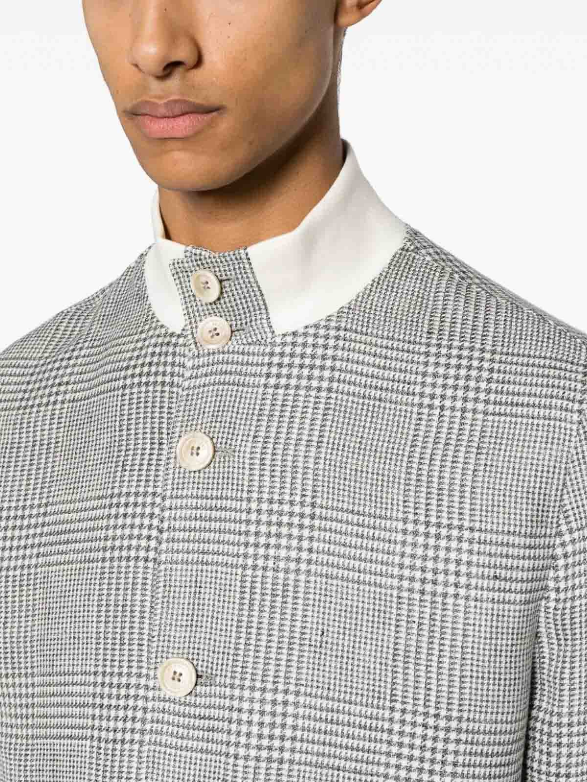 Brunello Cucinelli o1y0526 Casual Jacket in Gray/White Size US L / EU 52-54 / 3 - 2 Thumbnail