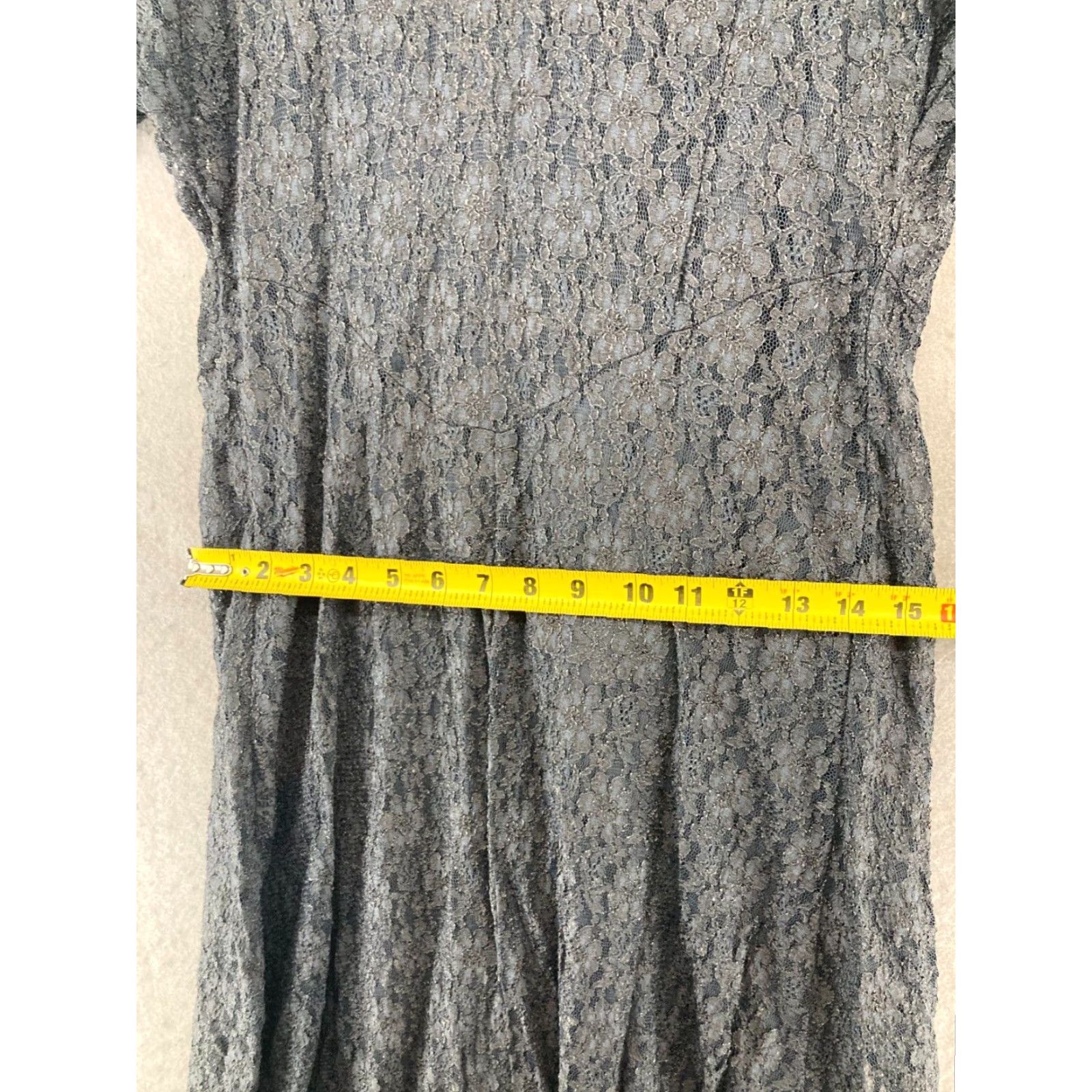 Vintage VINTAGE All That Jazz Maxi Dress 11/12 Gray Lace USA Made Cap Sleeve Casual Womens Size L / US 10 / IT 46 - 3 Thumbnail