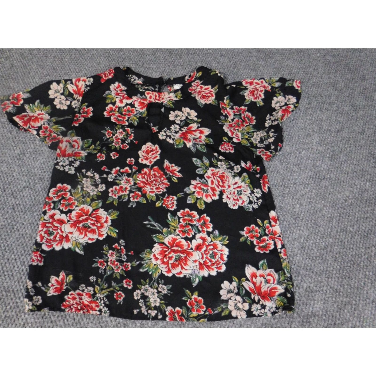 Vintage Persaya Womens Blouse Small black floral pullover Size S / US 4 / IT 40 - 3 Thumbnail