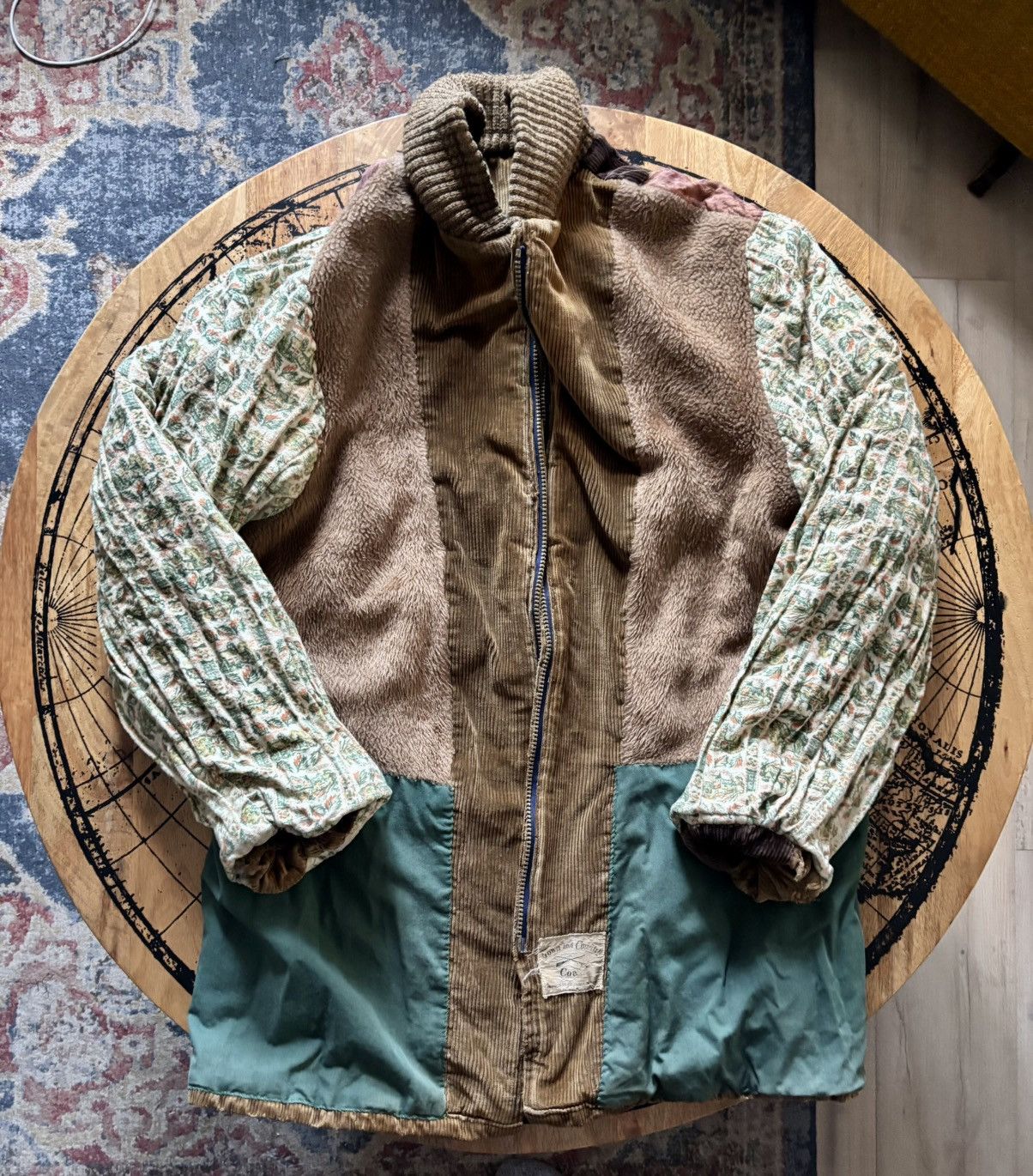 Vintage 1940s Town & Country Patchwork Corduroy Sherpa Lined Jacket Size US L / EU 52-54 / 3 - 6 Thumbnail