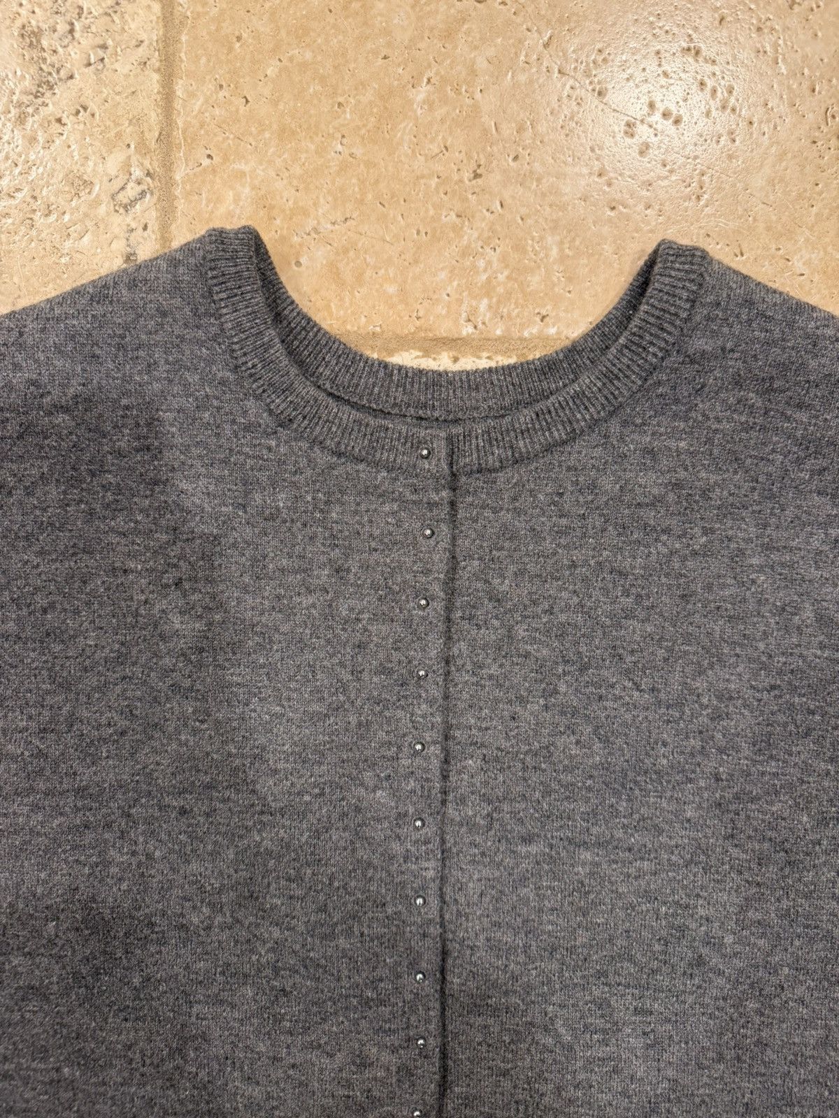 Loewe Loewe Grey Studded Open Back Knit Cardigan Sweater 2024 Size US S / EU 44-46 / 1 - 11 Thumbnail
