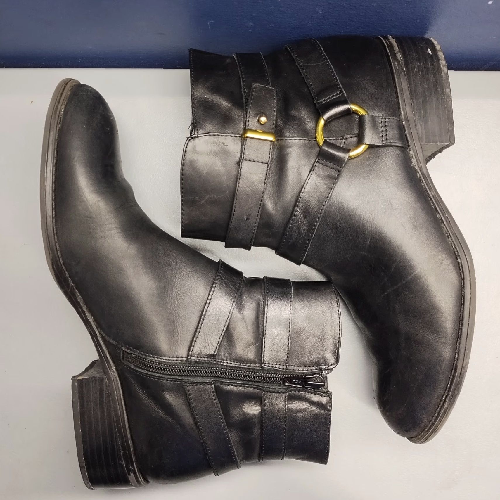 Ralph Lauren Ralph Lauren Margo Boot Women US 9.5B Black Leather Side Zip Buckle Strap Bootie Size US 10 / IT 40 - 3 Thumbnail