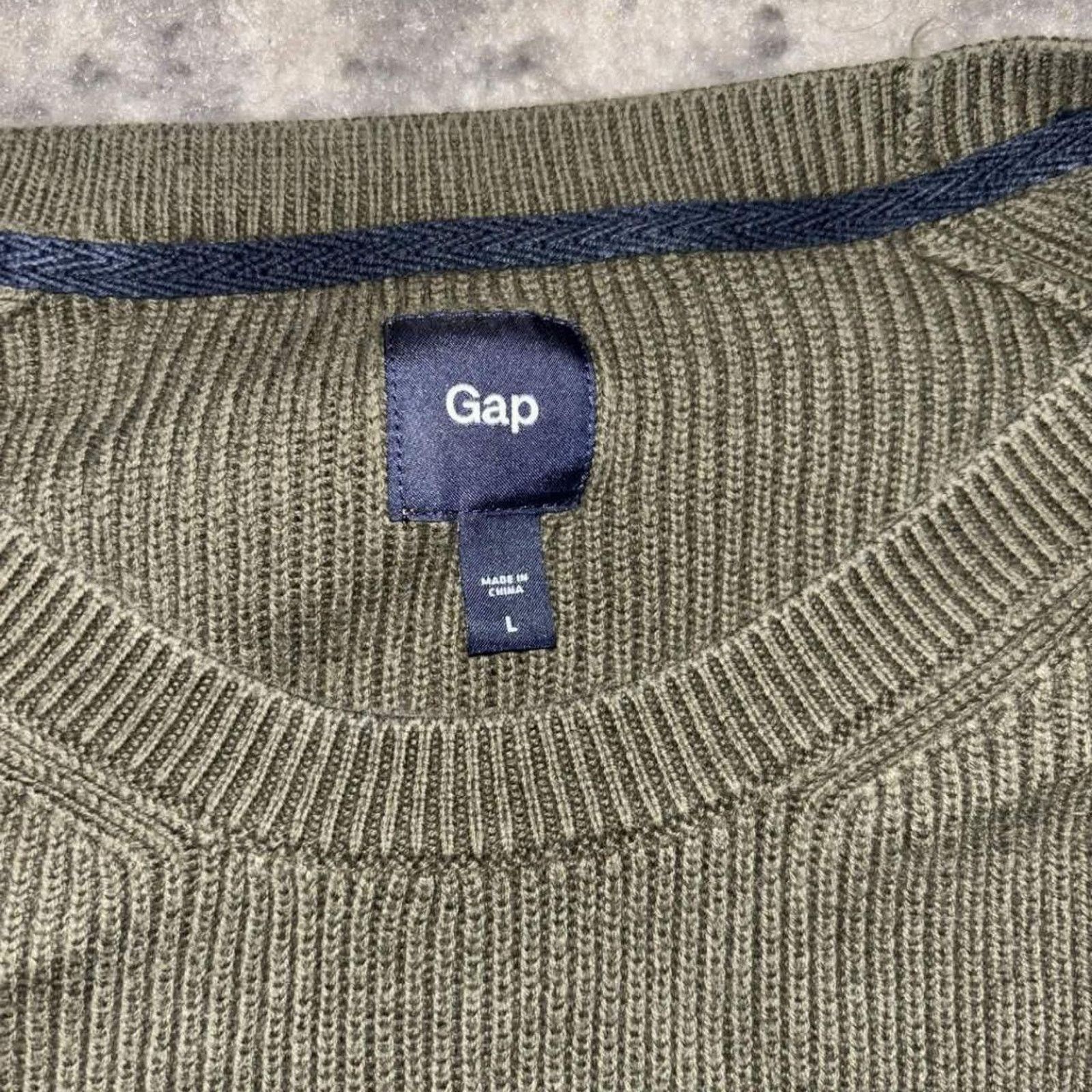 Gap Y2K GAP Olive Green Ribbed Knit Sweater Size US M / EU 48-50 / 2 - 2 Thumbnail