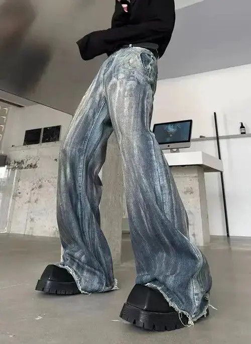 Jean Miyahara x Rina Baggy Washed Striped Wide Leg Denim Jeans Size US 32 / EU 48 - 7 Thumbnail