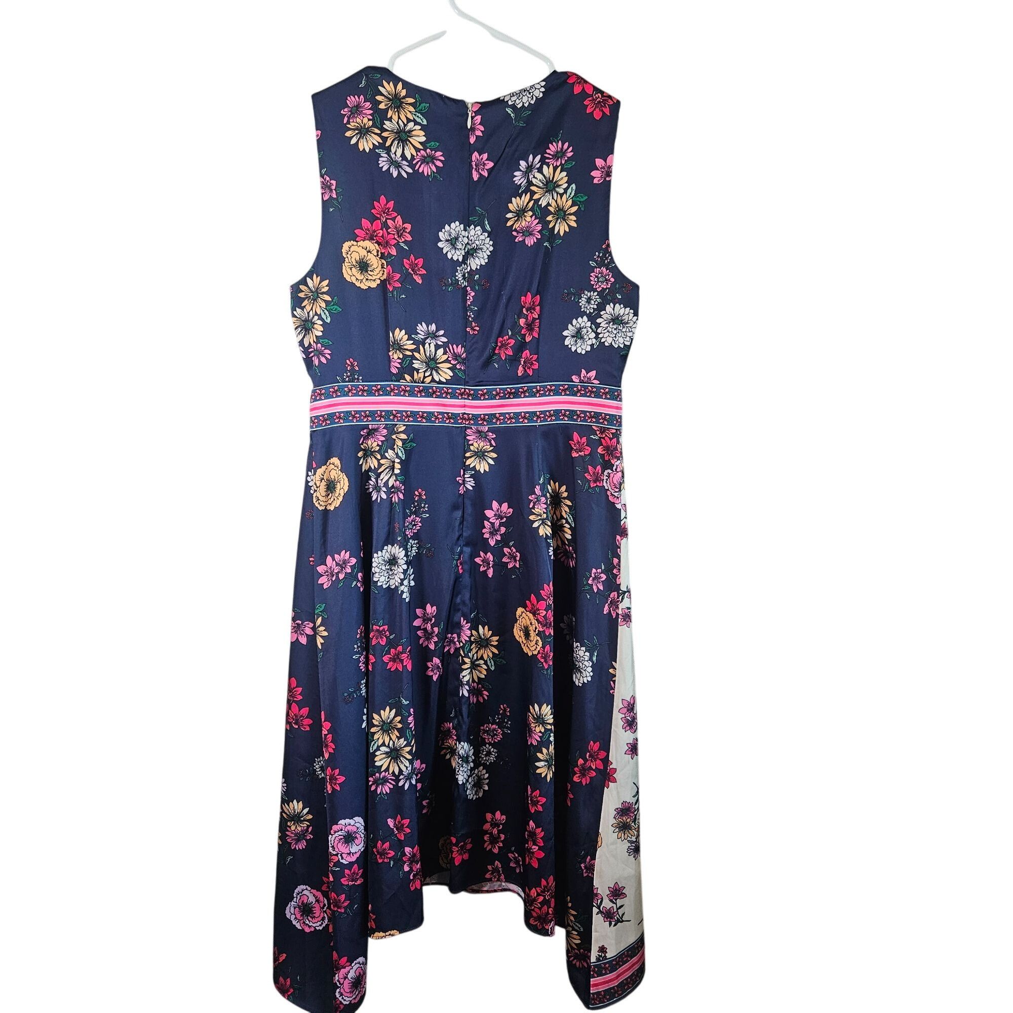 MAGGY LONDON Maggy London Woman Floral Scarf Print Asymmetric Dress 8P Bo Size M / US 6-8 / IT 42-44 - 3 Thumbnail