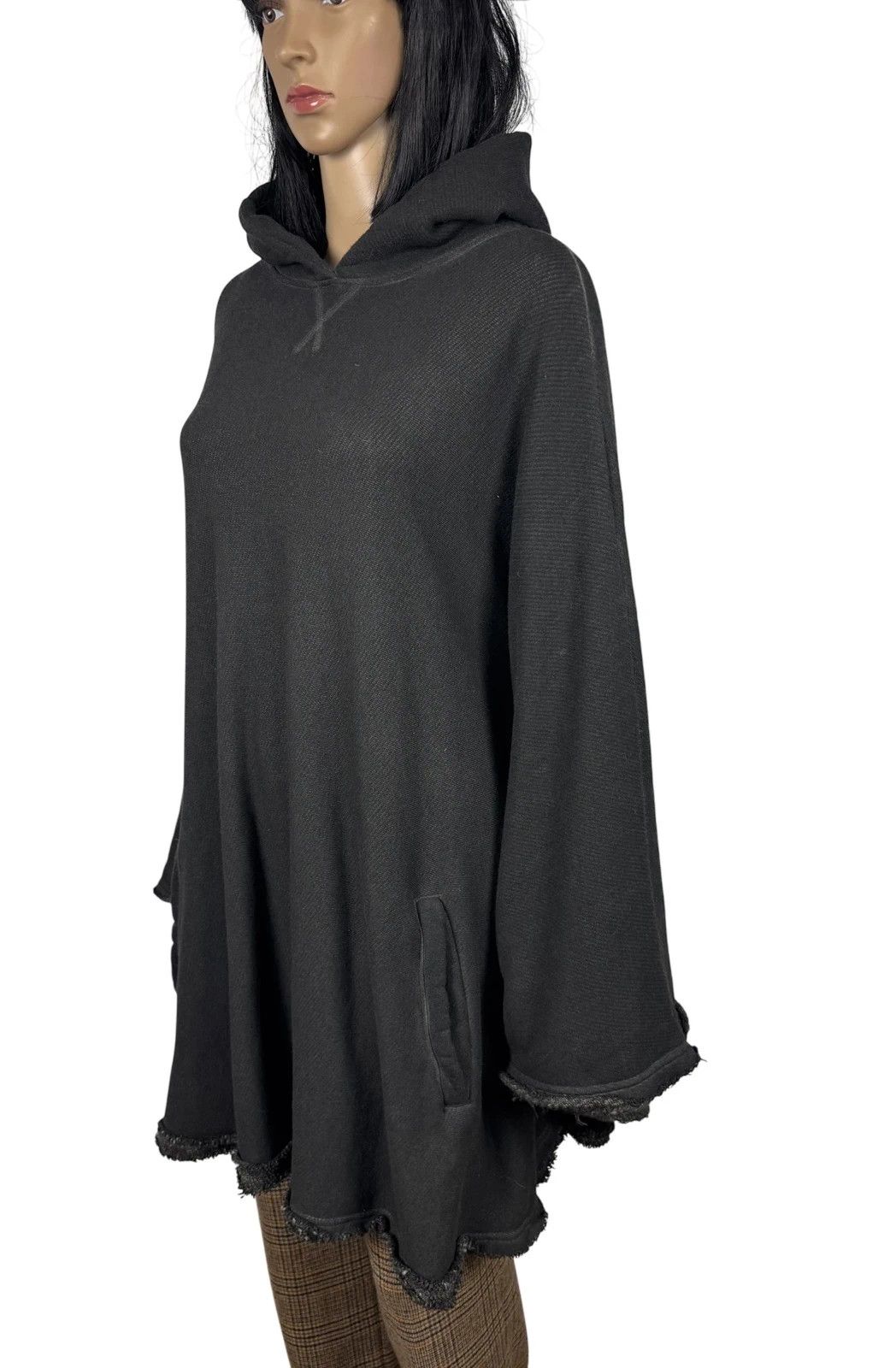 hannes roether Hannes Roether Poncho Hooded Cotton Garment Dyed One Size Size ONE SIZE - 5 Thumbnail